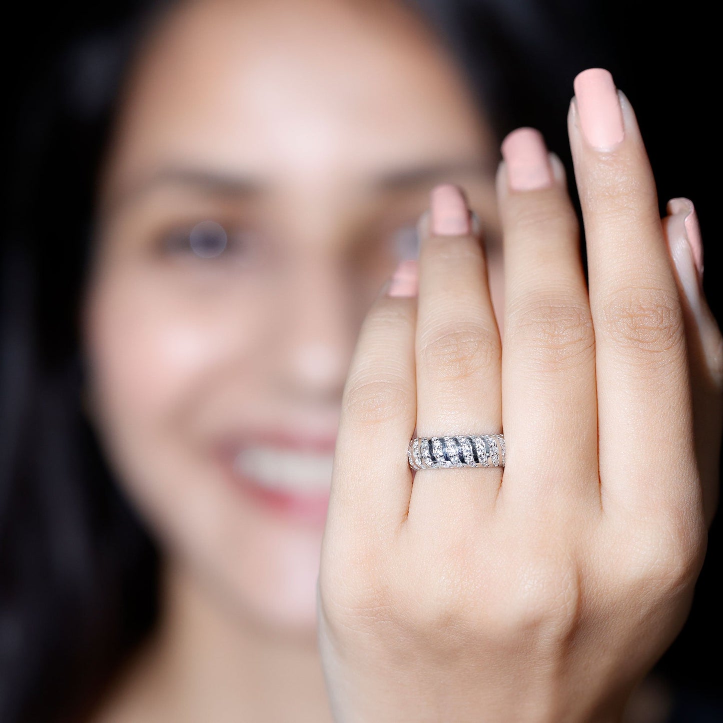 Pave Set Certified Moissanite Wedding Anniversary Band
