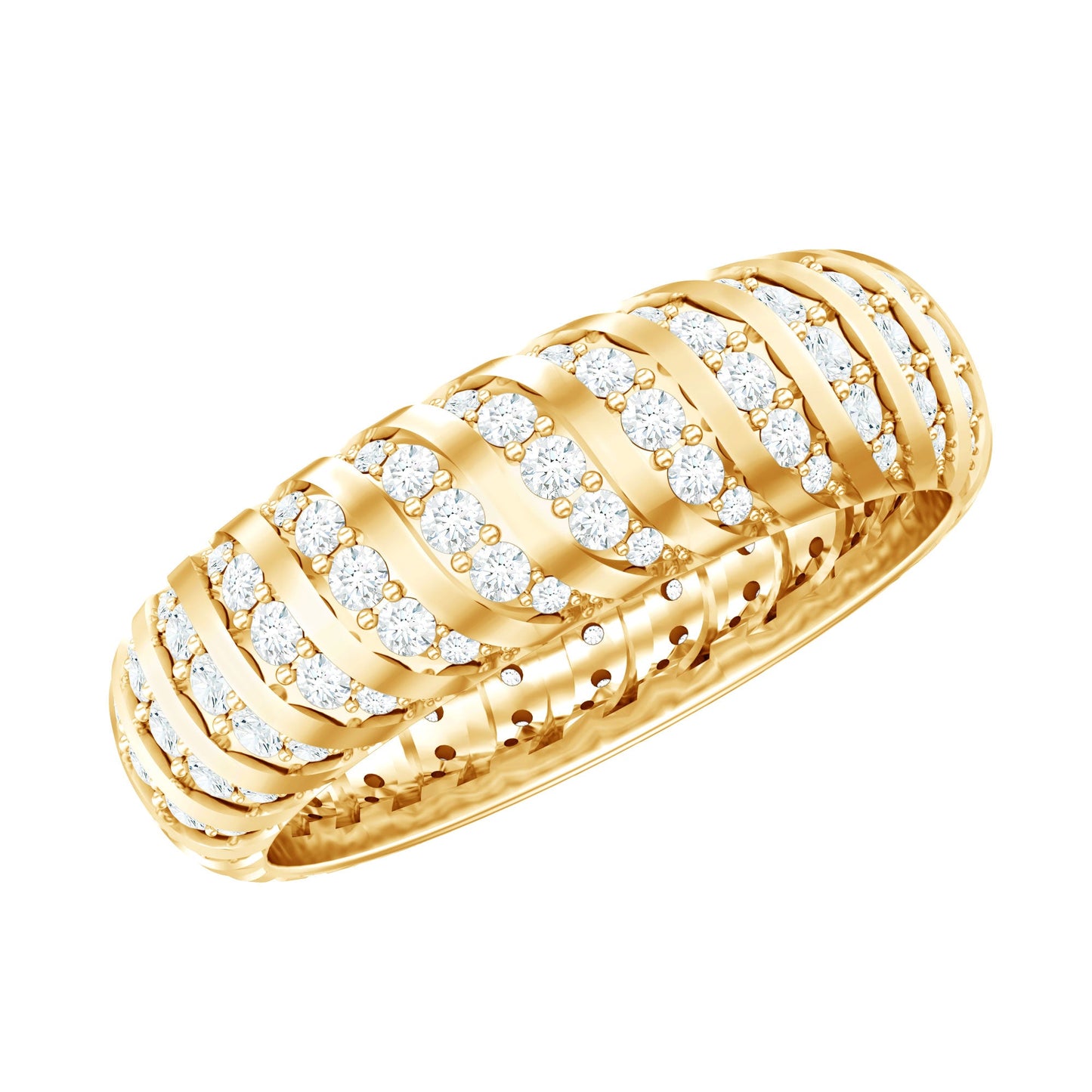 Pave Set Certified Moissanite Wedding Anniversary Band