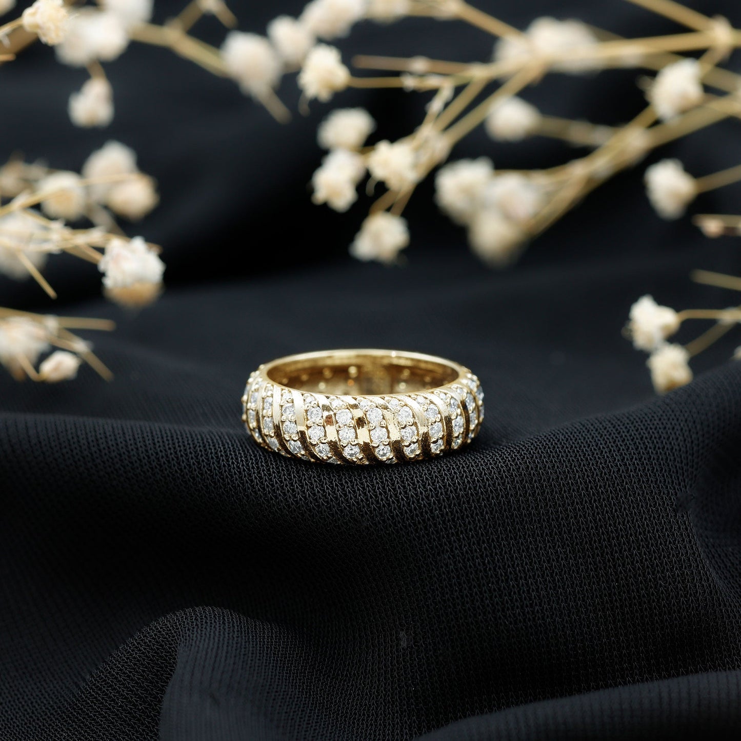 Pave Set Certified Moissanite Wedding Anniversary Band