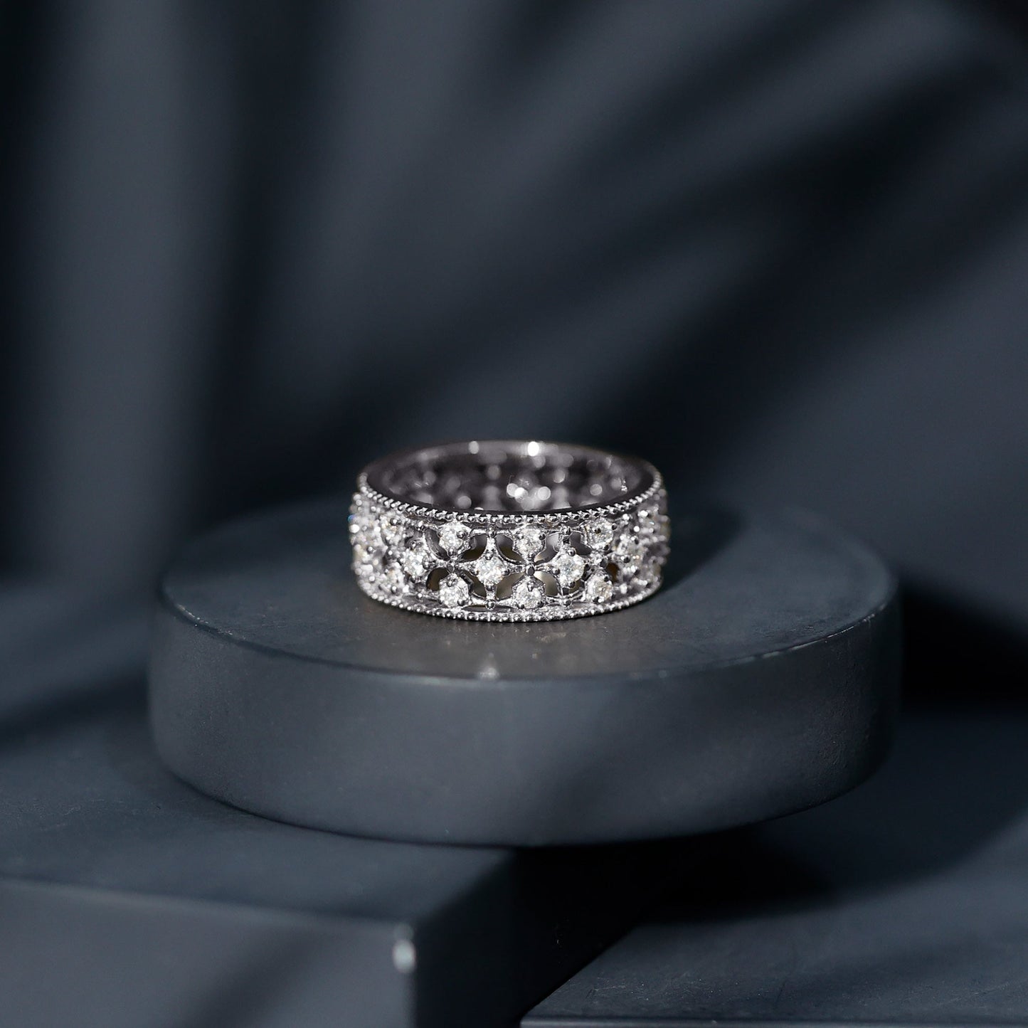 Designer Moissanite Wedding Band Ring
