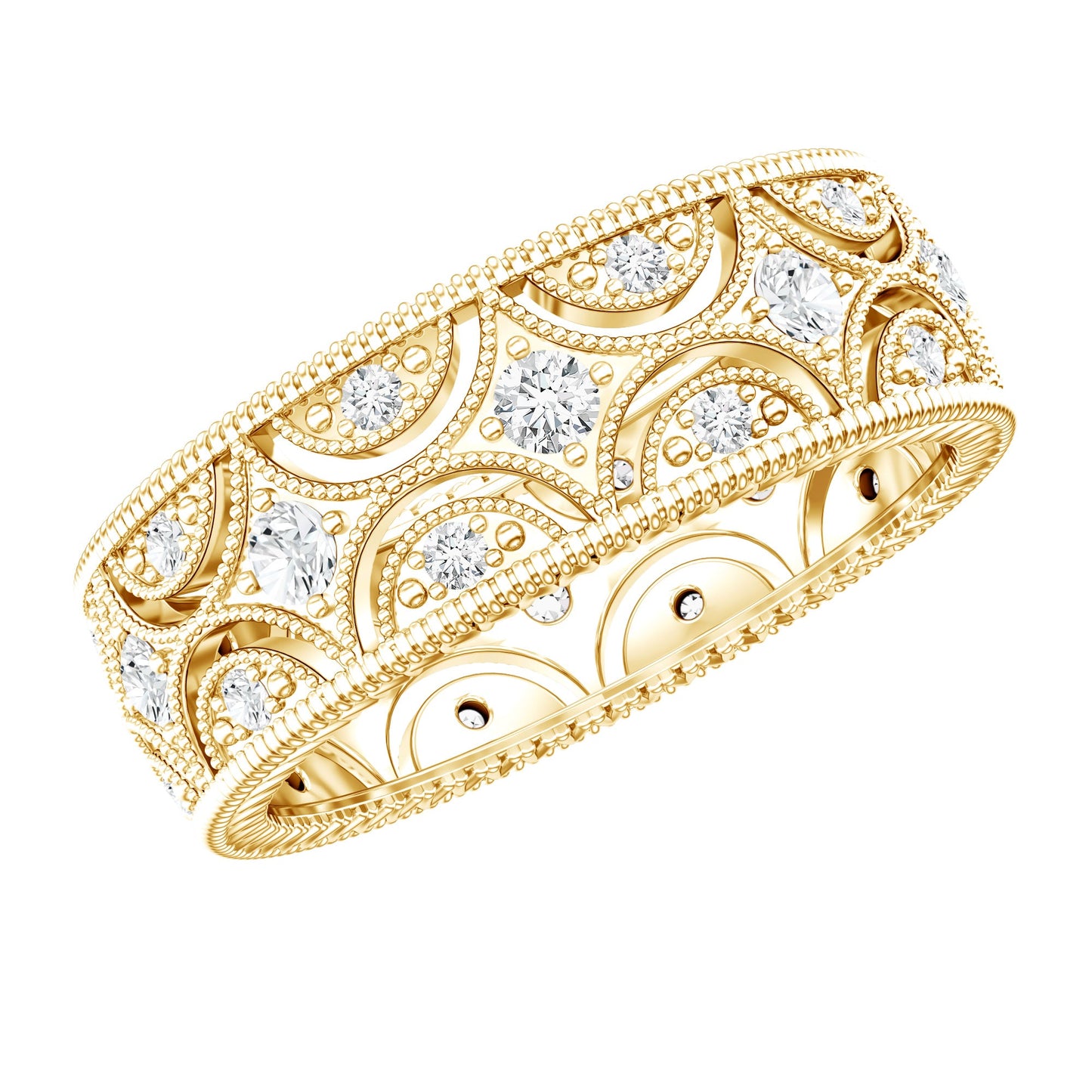 Designer Moissanite Wedding Band Ring