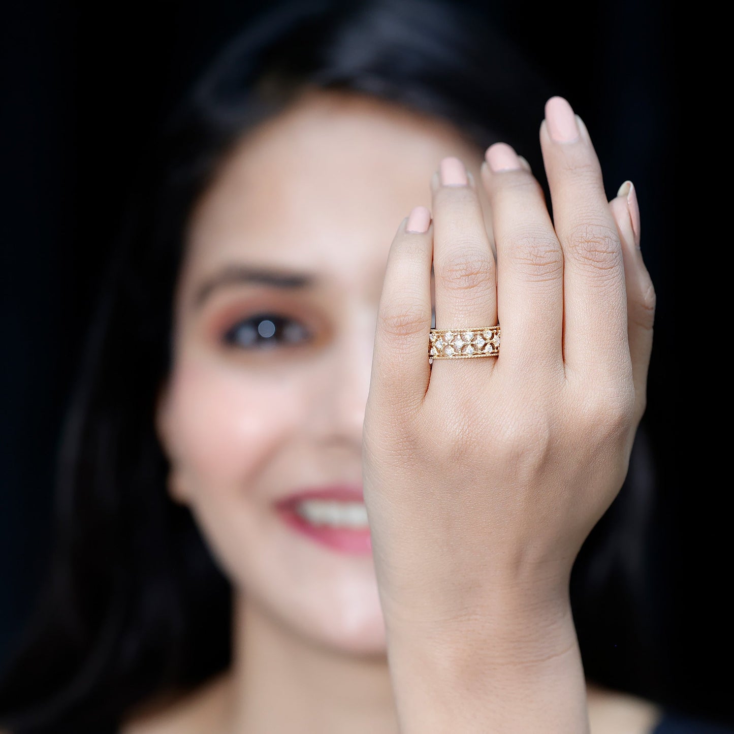 Designer Moissanite Wedding Band Ring