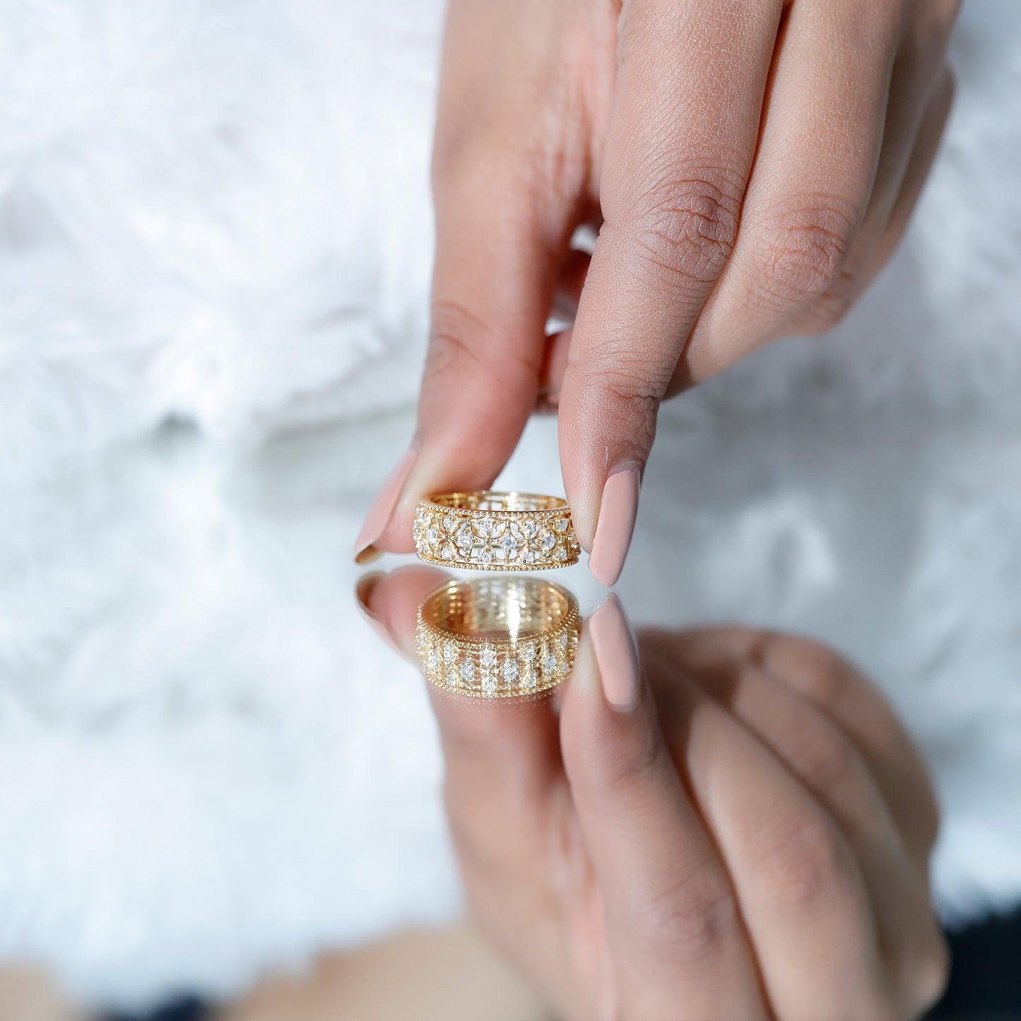 Designer Moissanite Wedding Band Ring