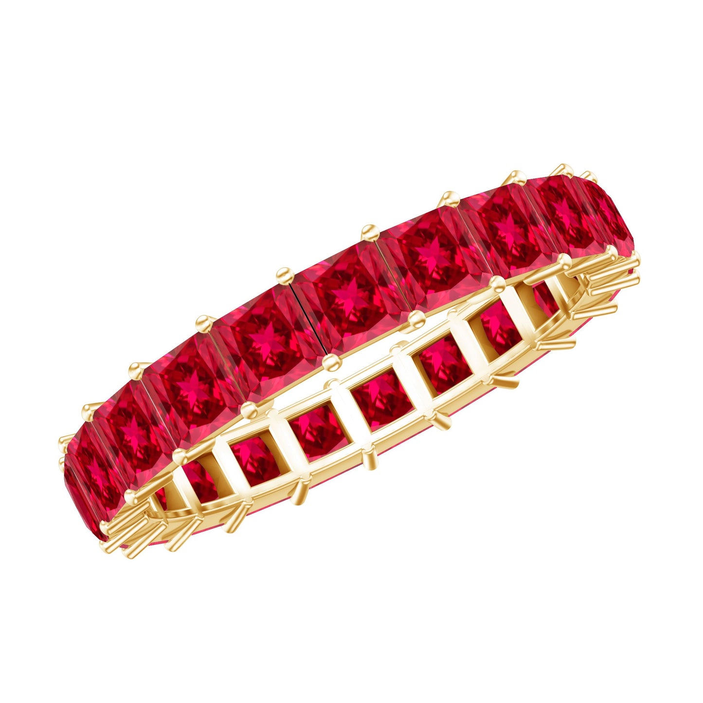 Princess Cut Lab Grown Ruby Eternity Wedding Band for Women