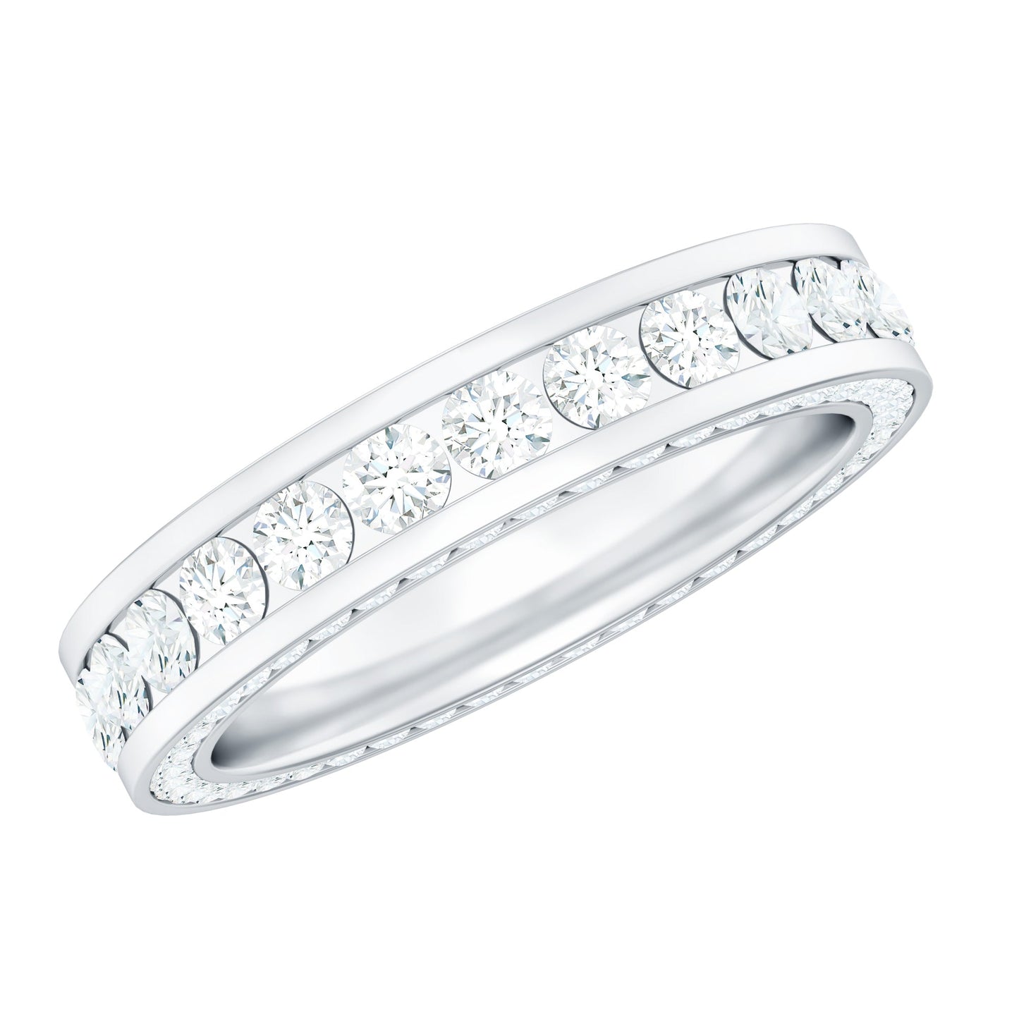 Certified Moissanite Eternity Ring in Channel Setting