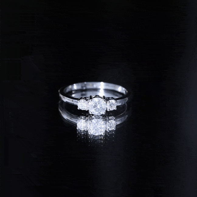 Certified Moissanite 3 Stone Engagement Ring