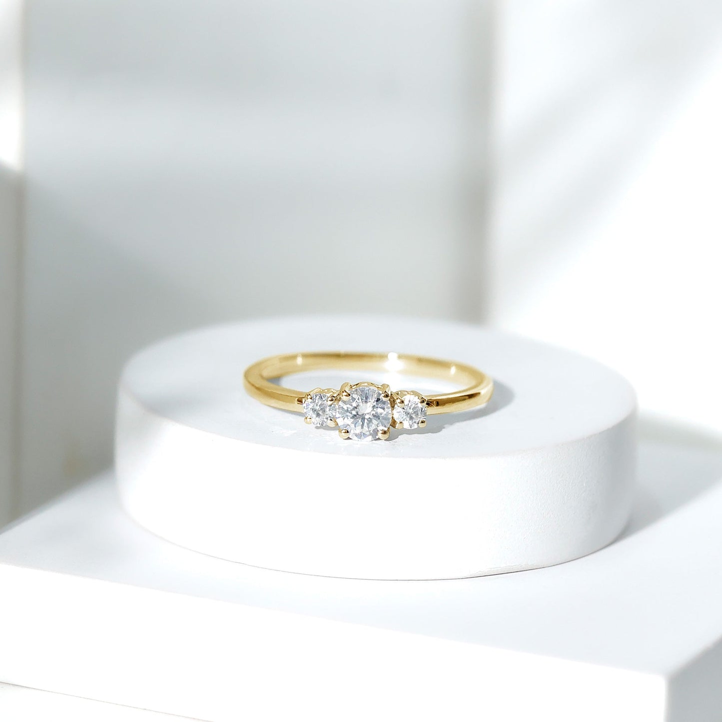 Certified Moissanite 3 Stone Engagement Ring