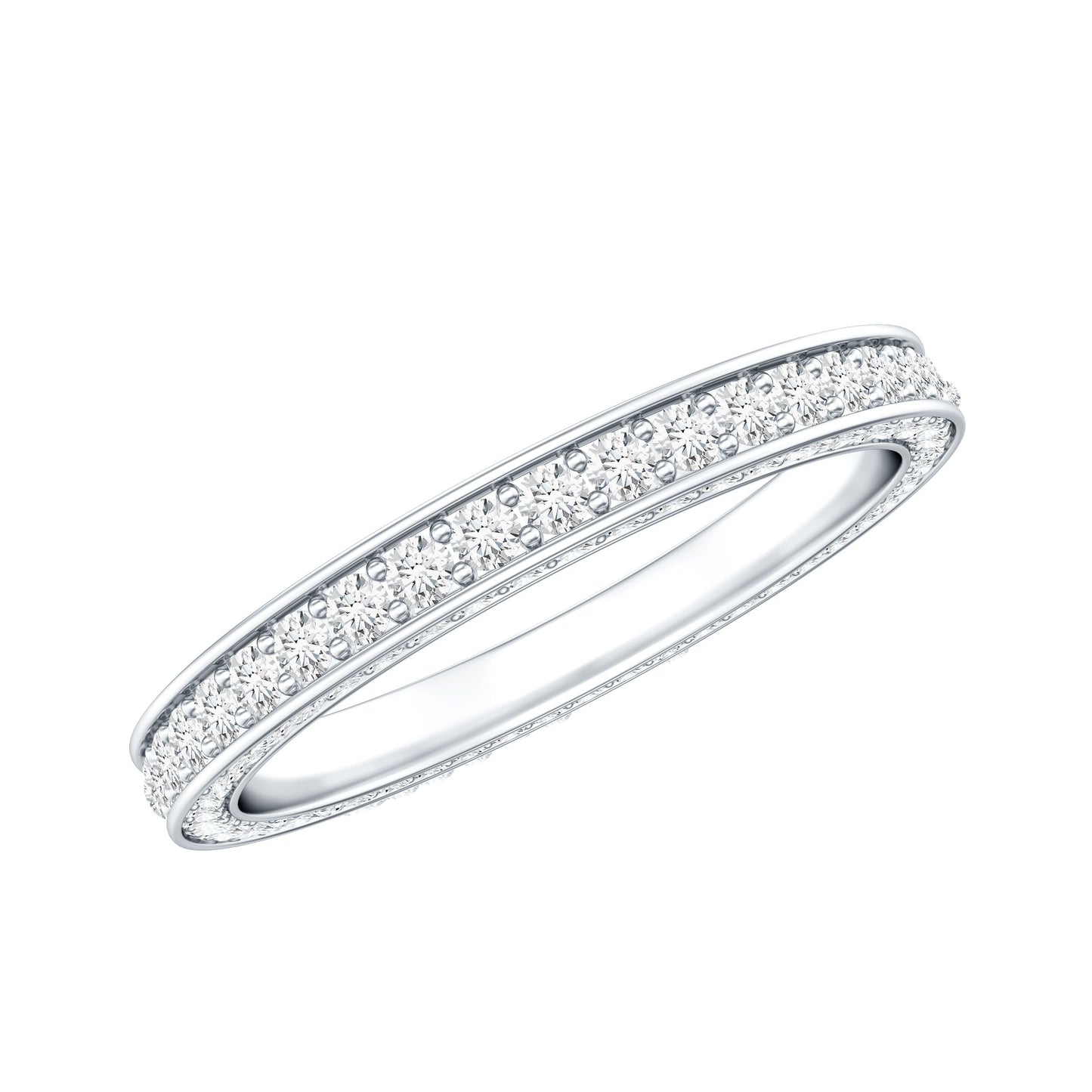 Round Cut Moissanite Full Eternity Wedding Band Ring
