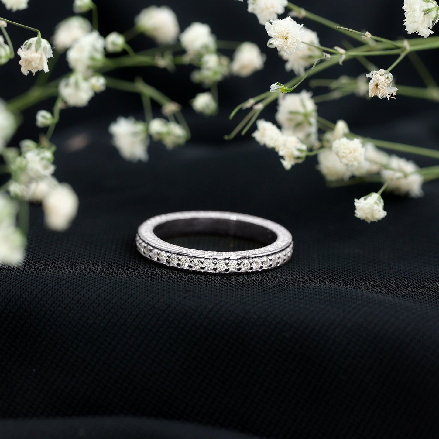 Round Cut Moissanite Full Eternity Wedding Band Ring