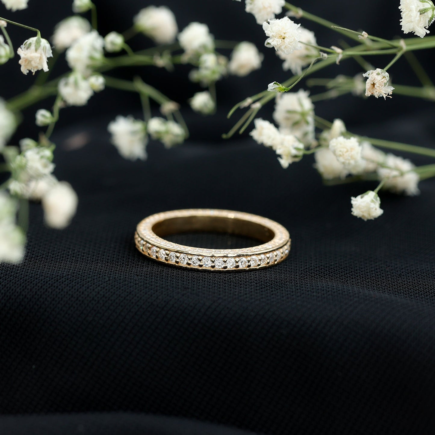 Round Cut Moissanite Full Eternity Wedding Band Ring