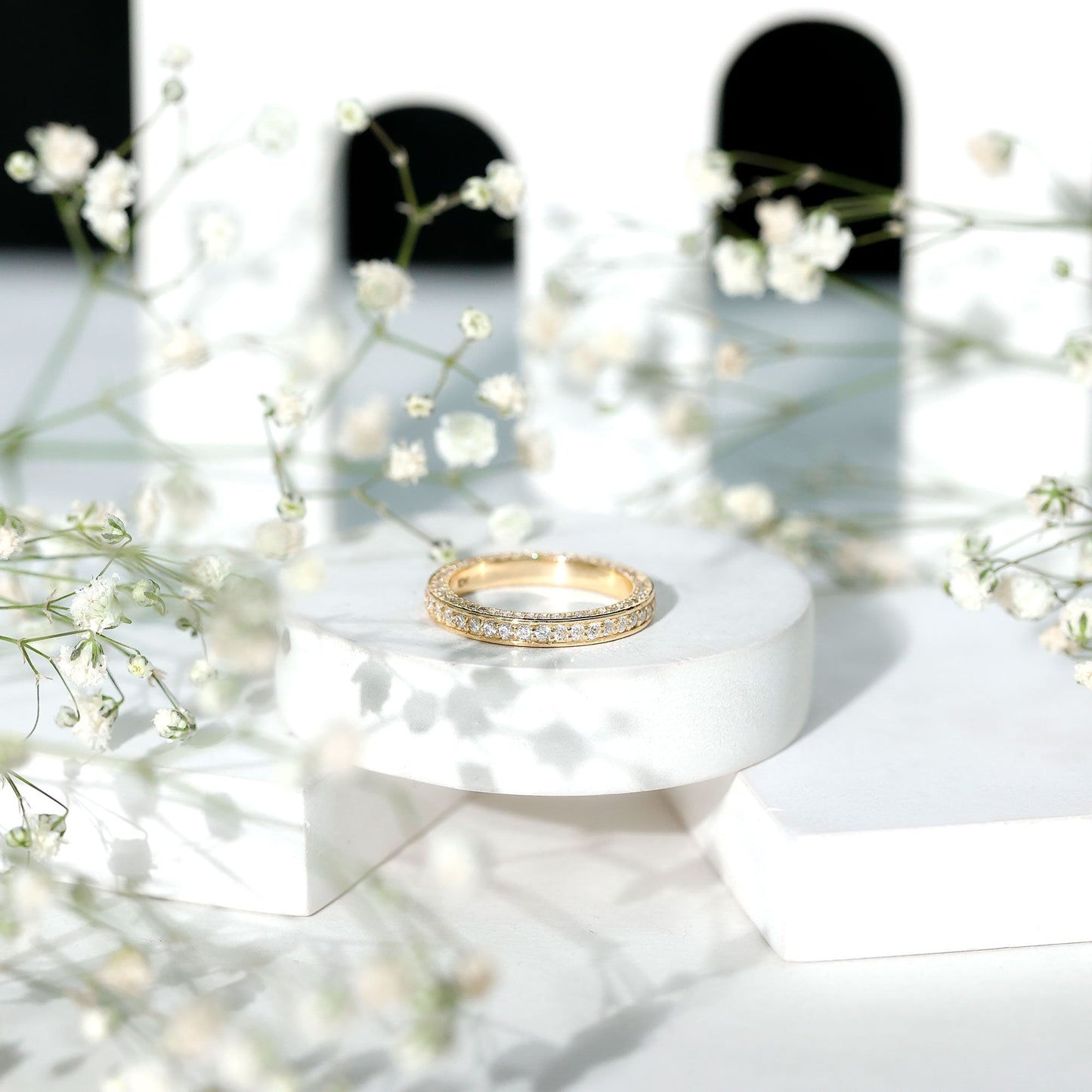 Round Cut Moissanite Full Eternity Wedding Band Ring