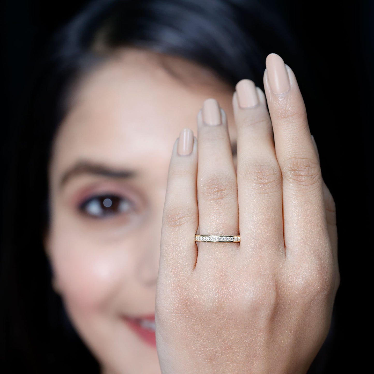 Round Cut Moissanite Full Eternity Wedding Band Ring
