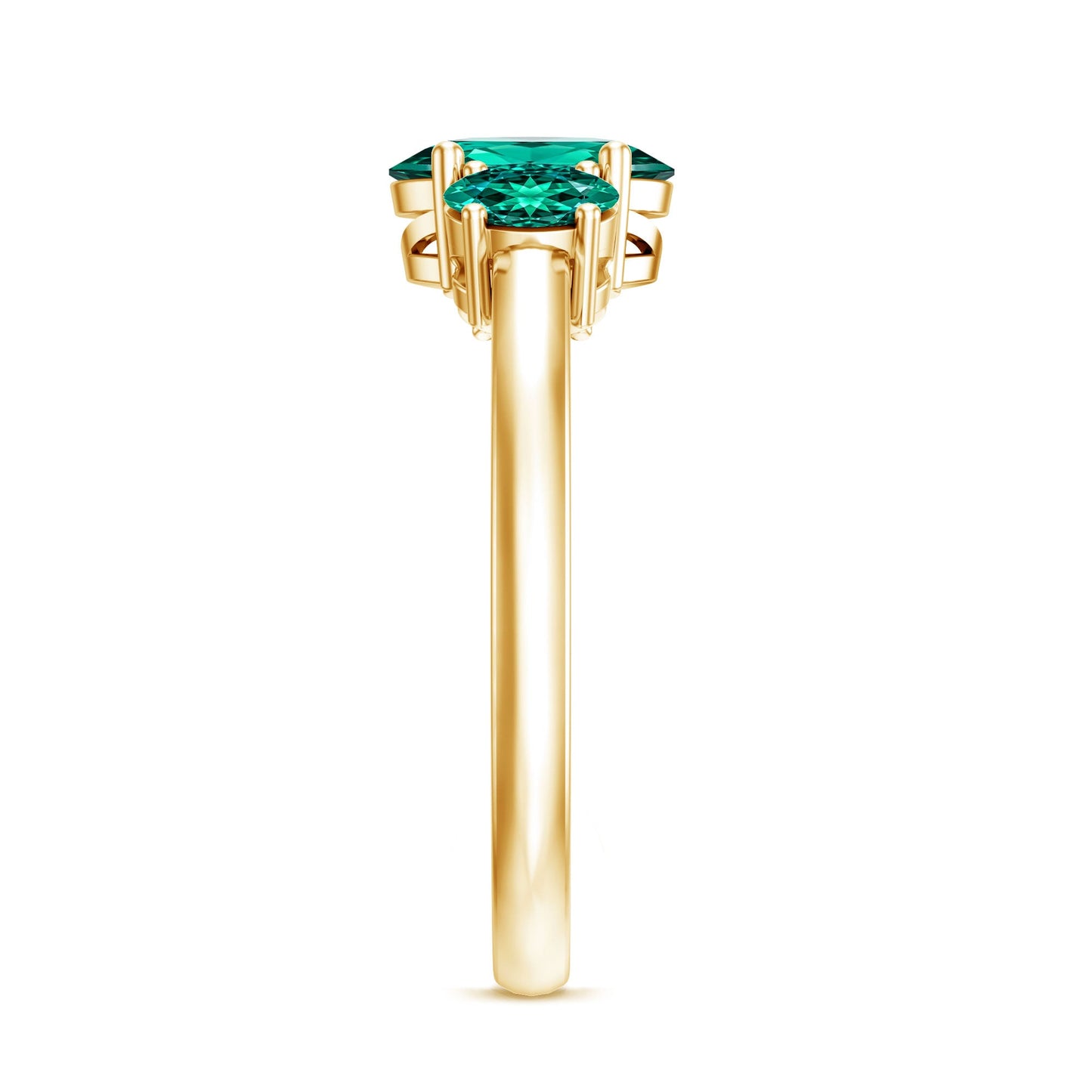 AAAA Quality Oval Cut Lab Created Emerald Three Stone Ring for Women