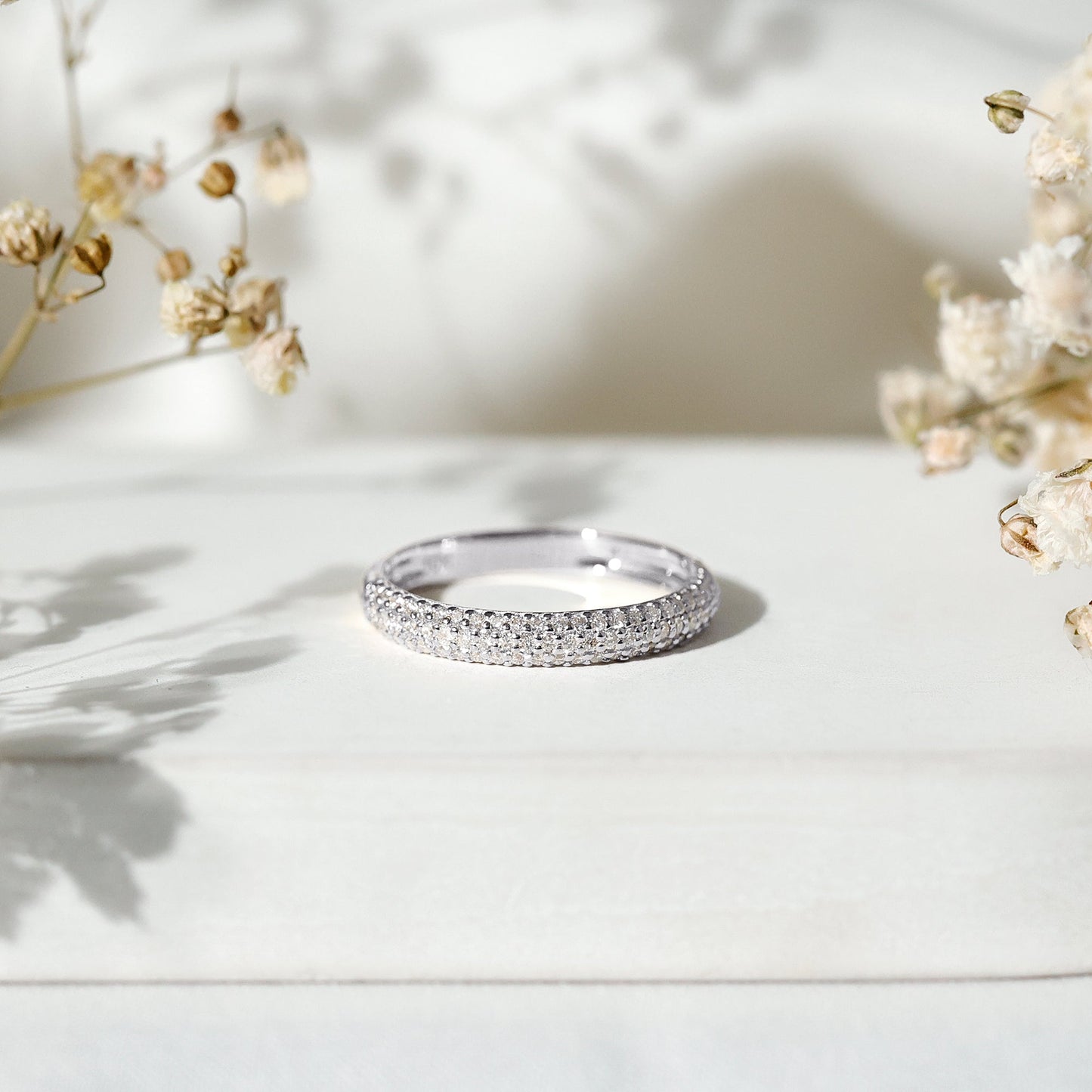 Brilliant Cut Round Moissanite Band Ring For Women