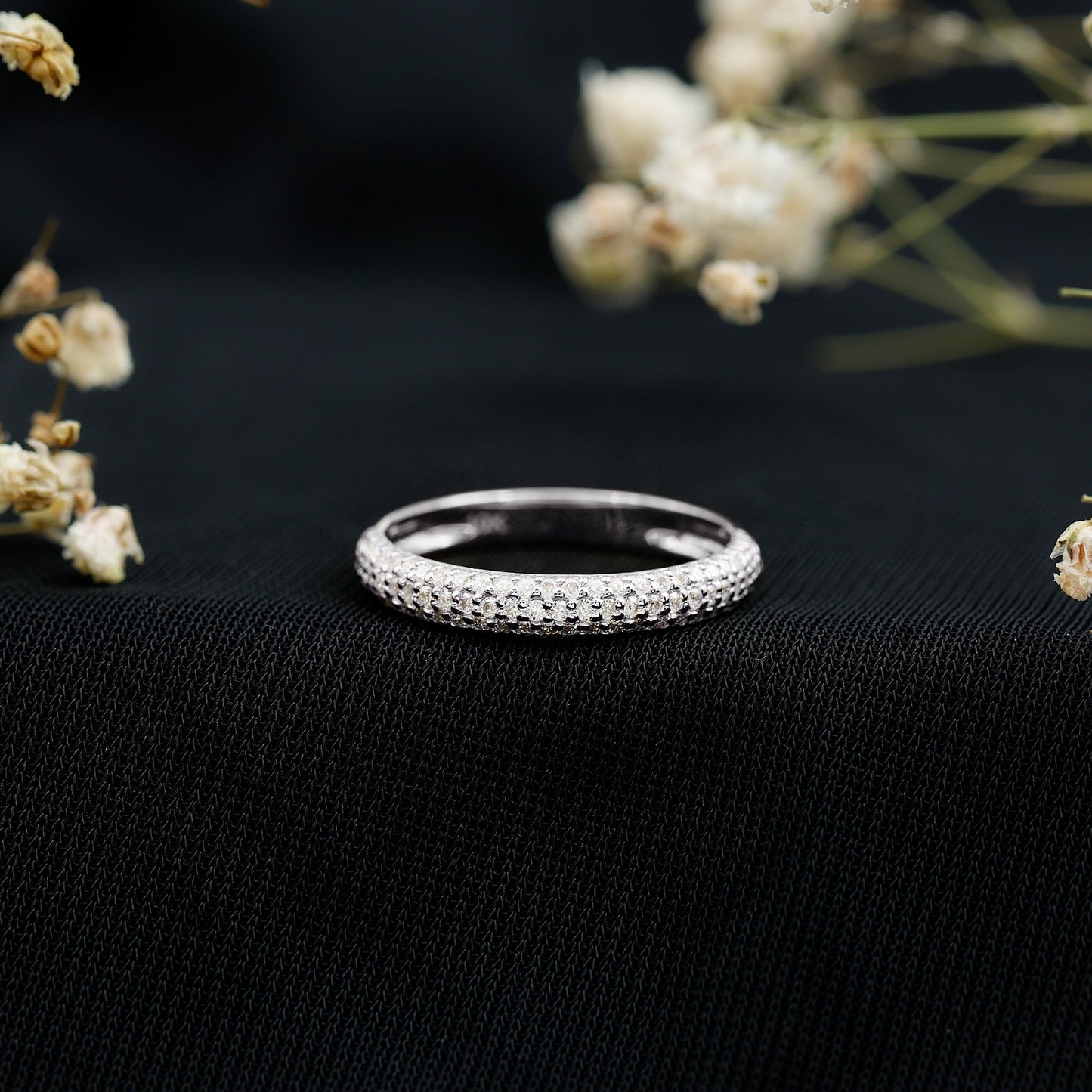Brilliant Cut Round Moissanite Band Ring For Women