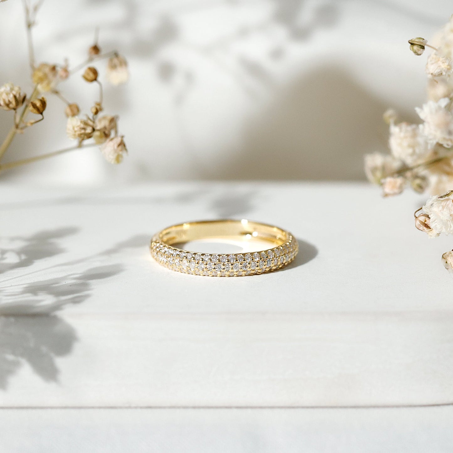 Brilliant Cut Round Moissanite Band Ring For Women