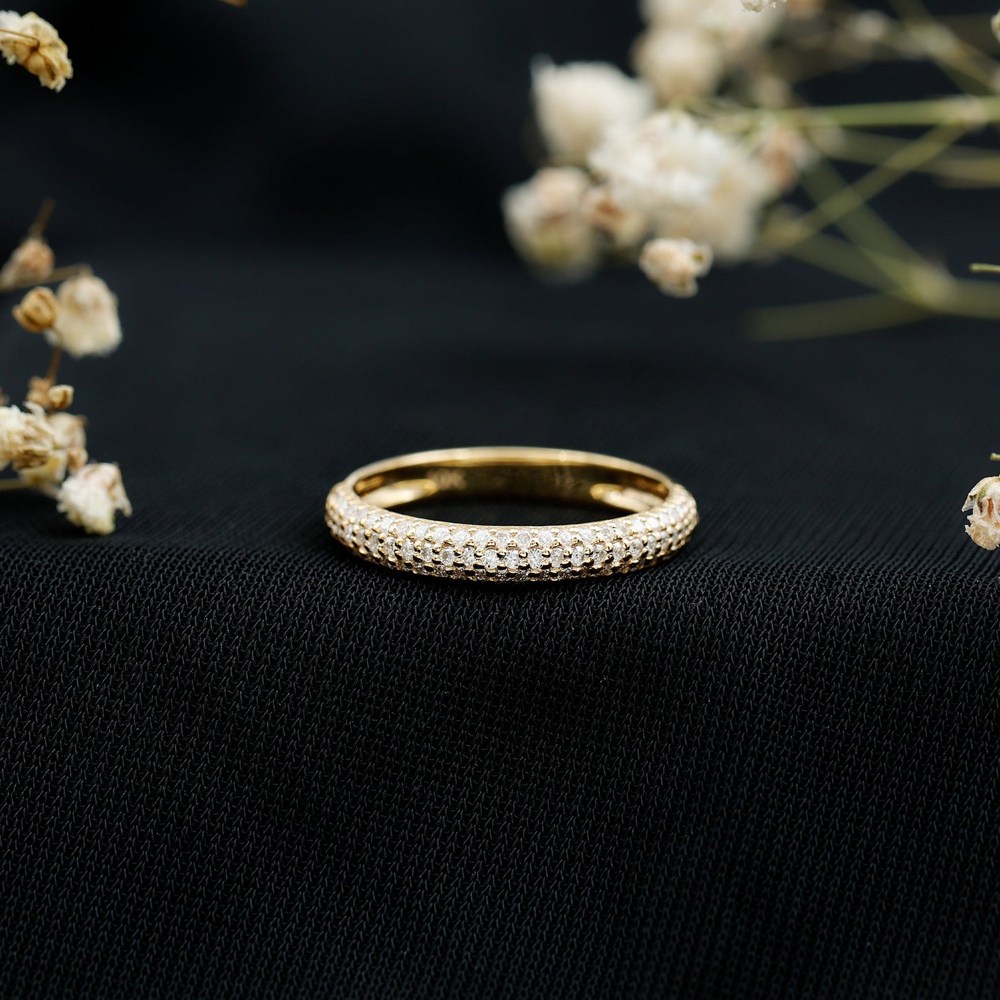 Brilliant Cut Round Moissanite Band Ring For Women