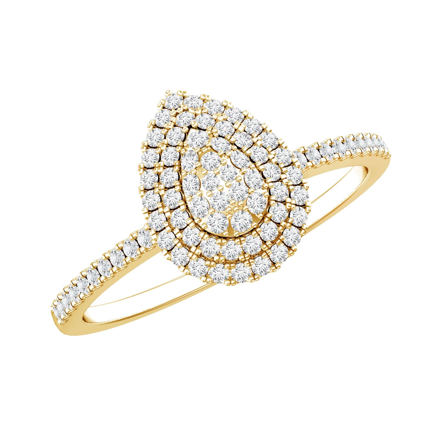 Double Halo Moissanite Teardrop Engagement Ring For Women