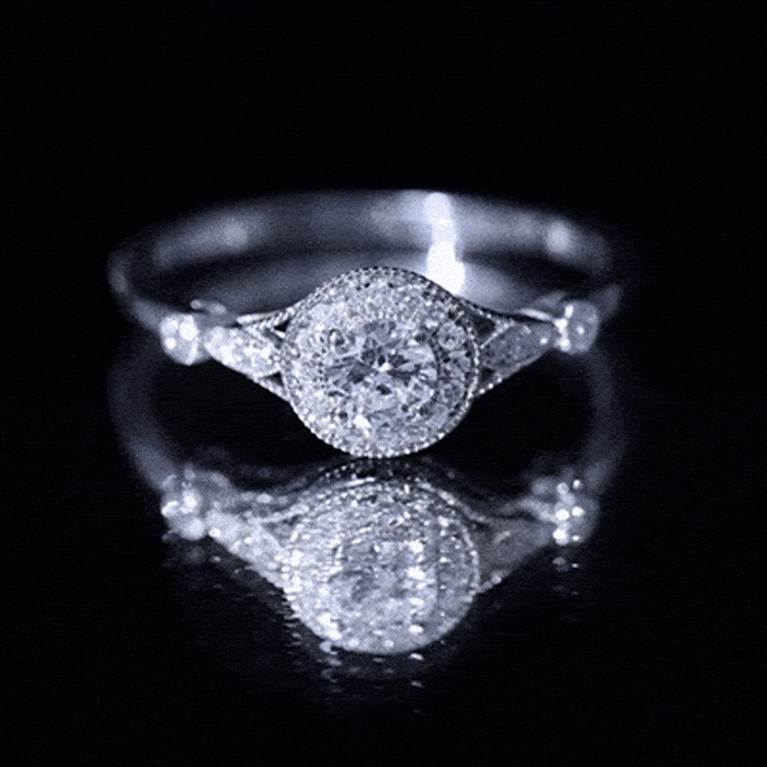 Round Cut Moissanite Antique Engagement Ring