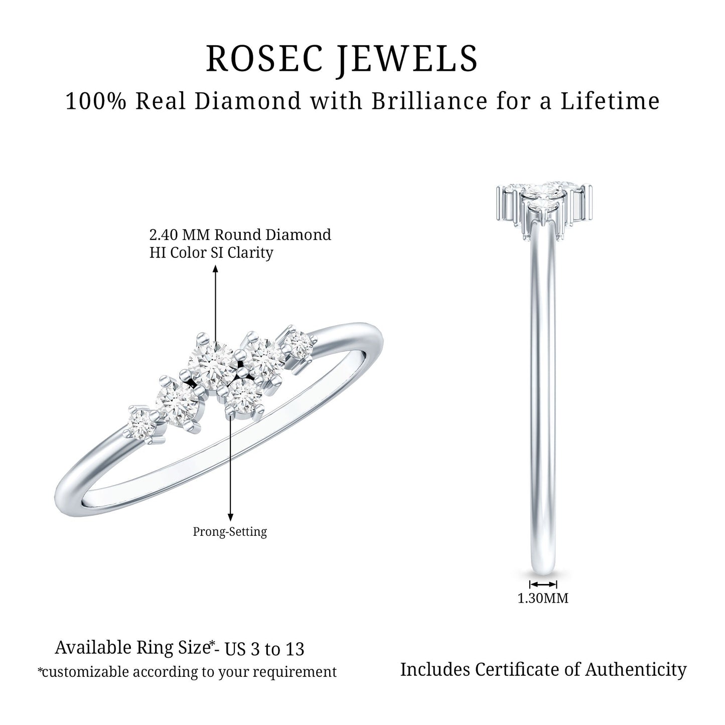 Certified Diamond Cluster Promise Ring in Prong Setting