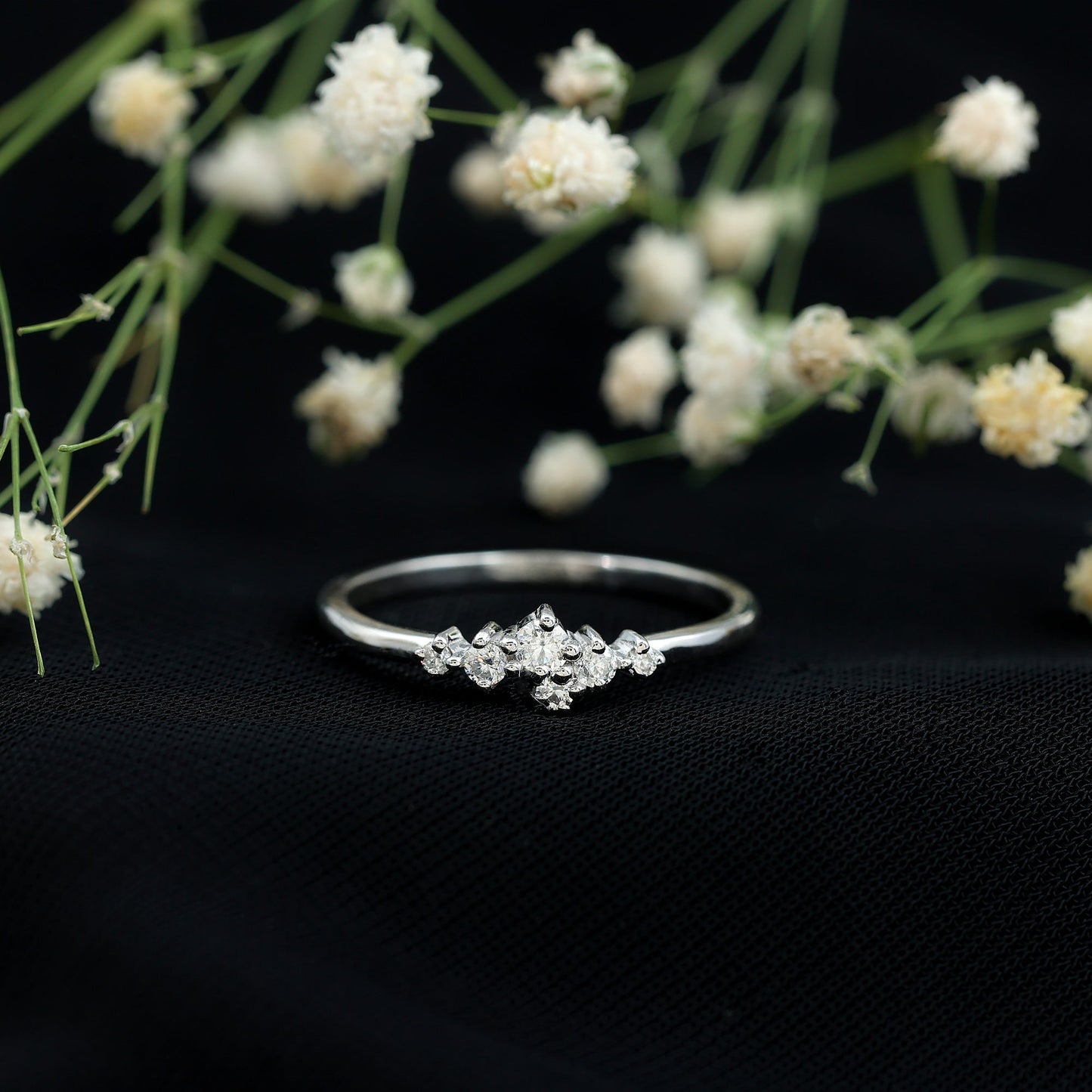 Certified Diamond Cluster Promise Ring in Prong Setting