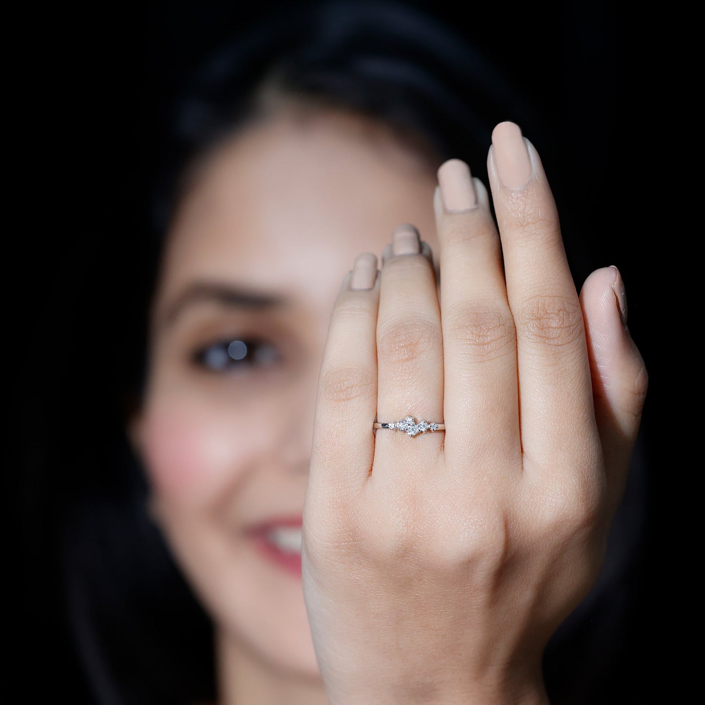 Certified Diamond Cluster Promise Ring in Prong Setting
