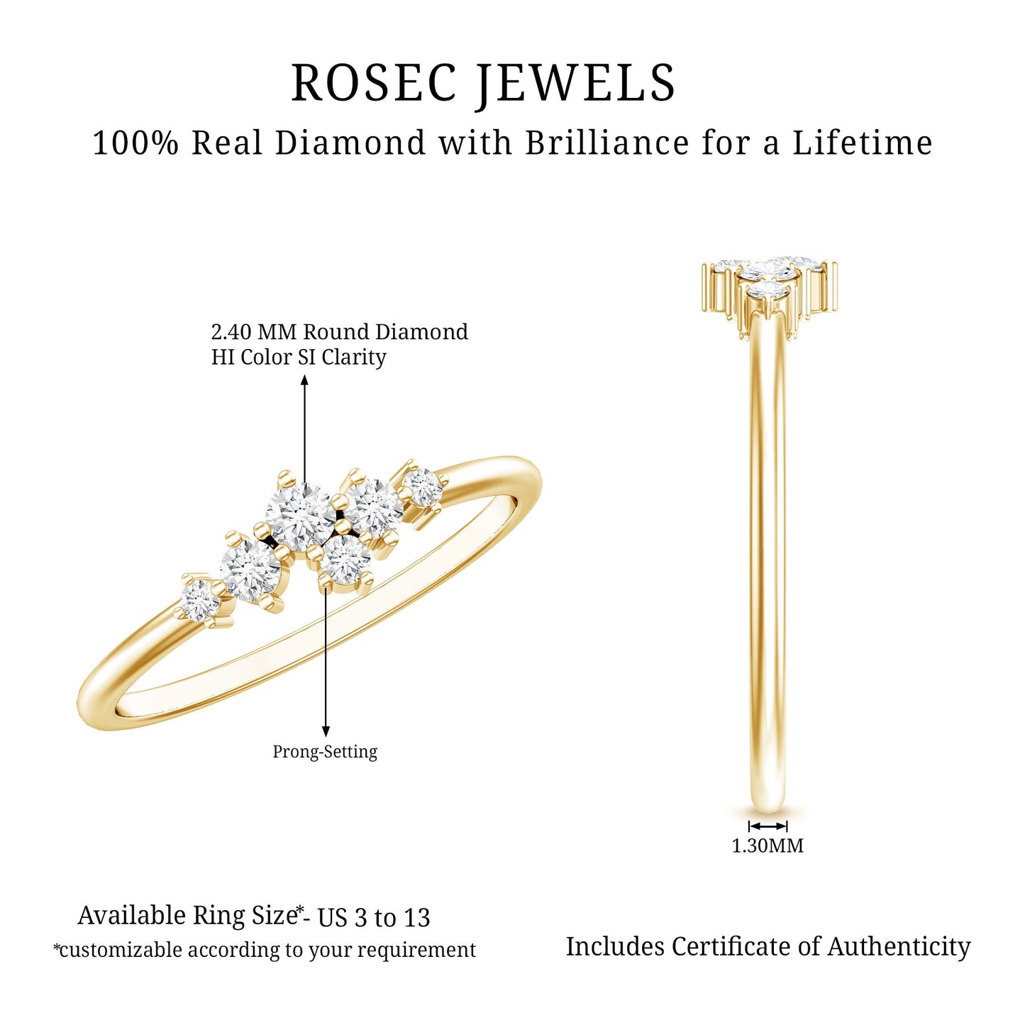 Certified Diamond Cluster Promise Ring in Prong Setting