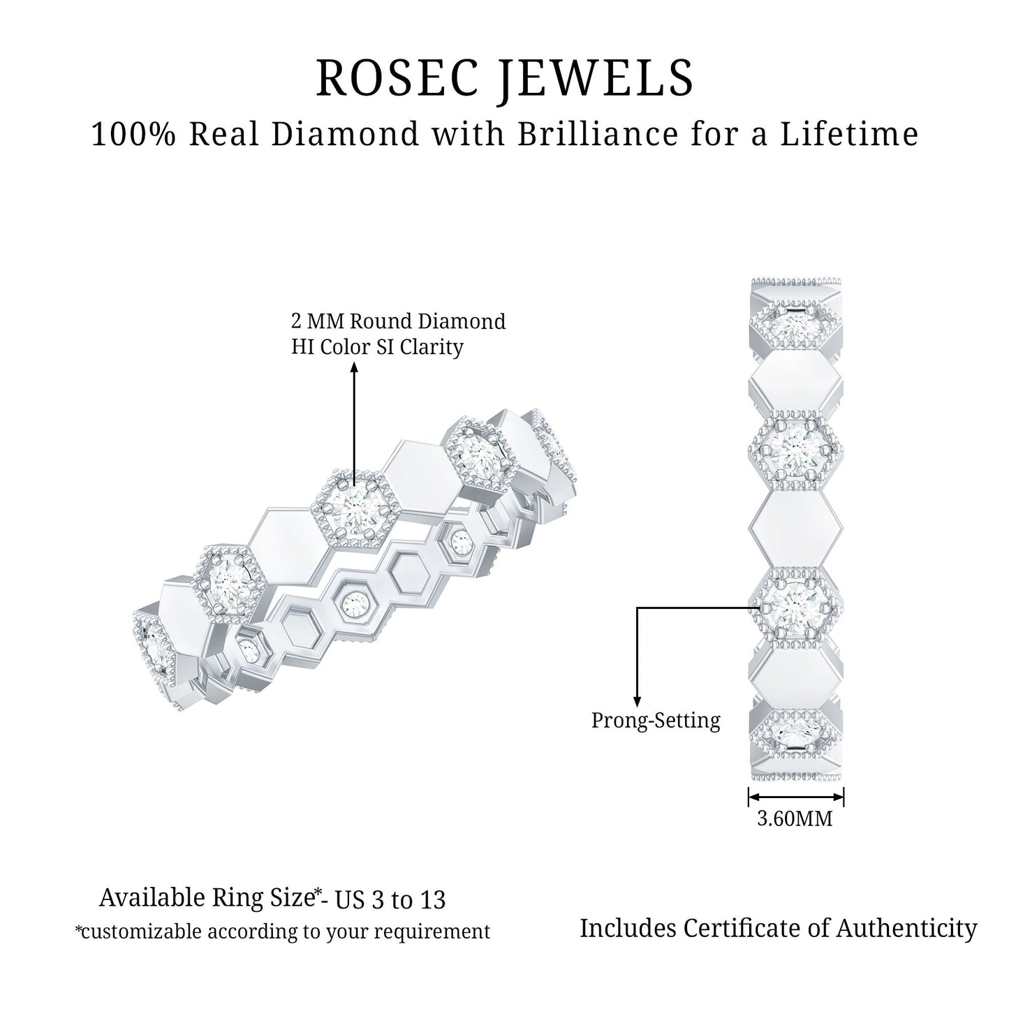 Certified Diamond Geometric Band Ring