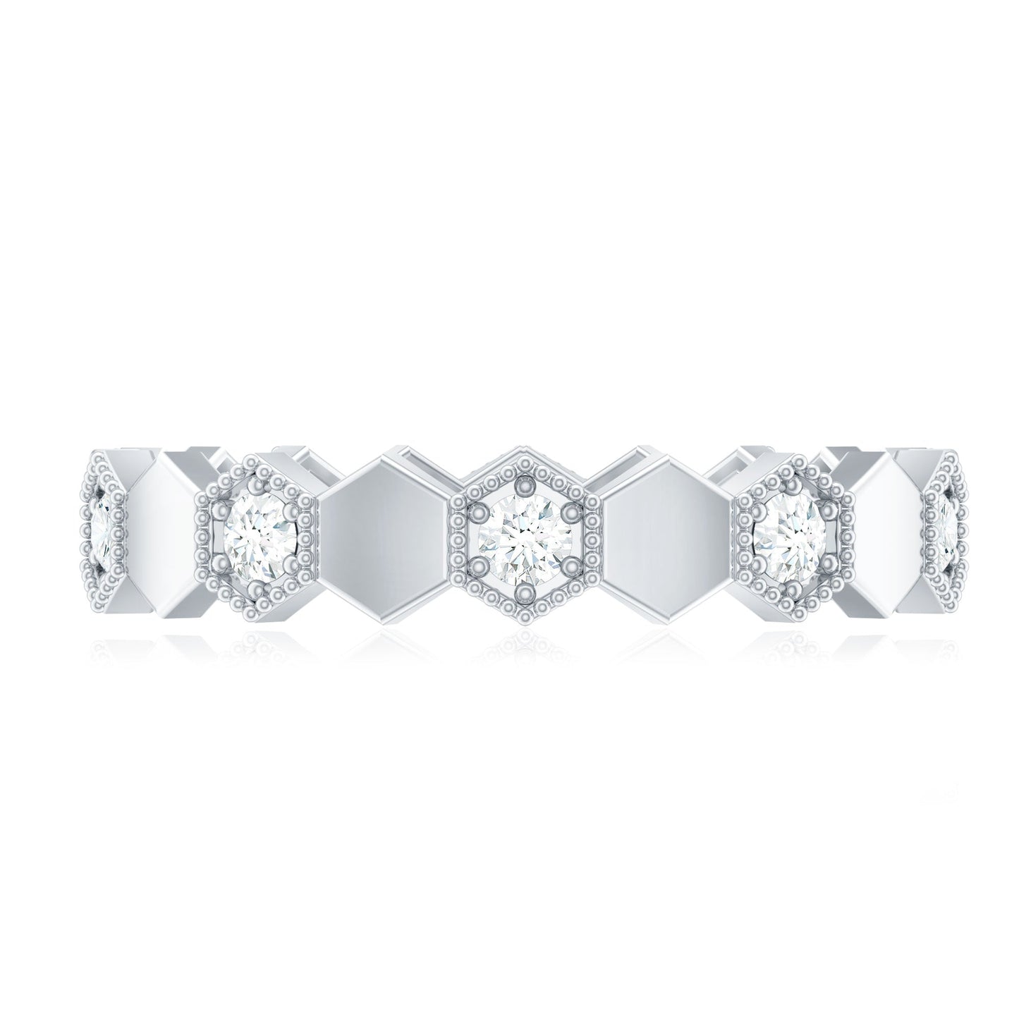 Certified Diamond Geometric Band Ring