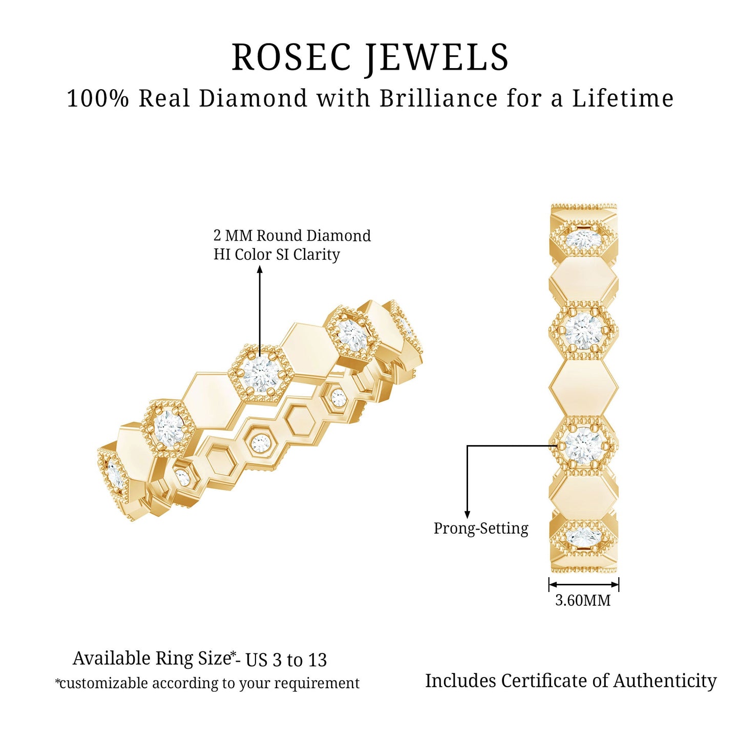 Certified Diamond Geometric Band Ring