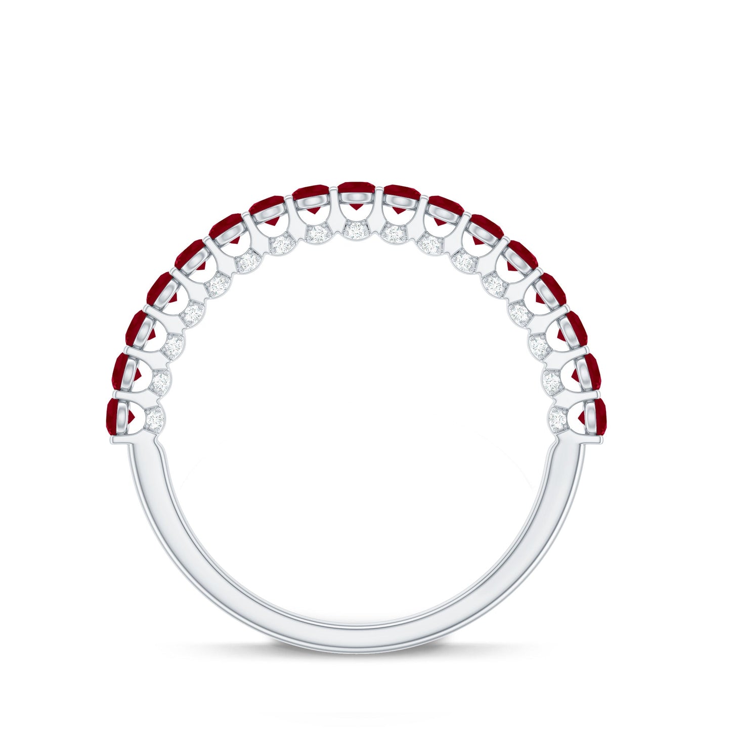 Genuine Ruby Half Eternity Ring with Diamond