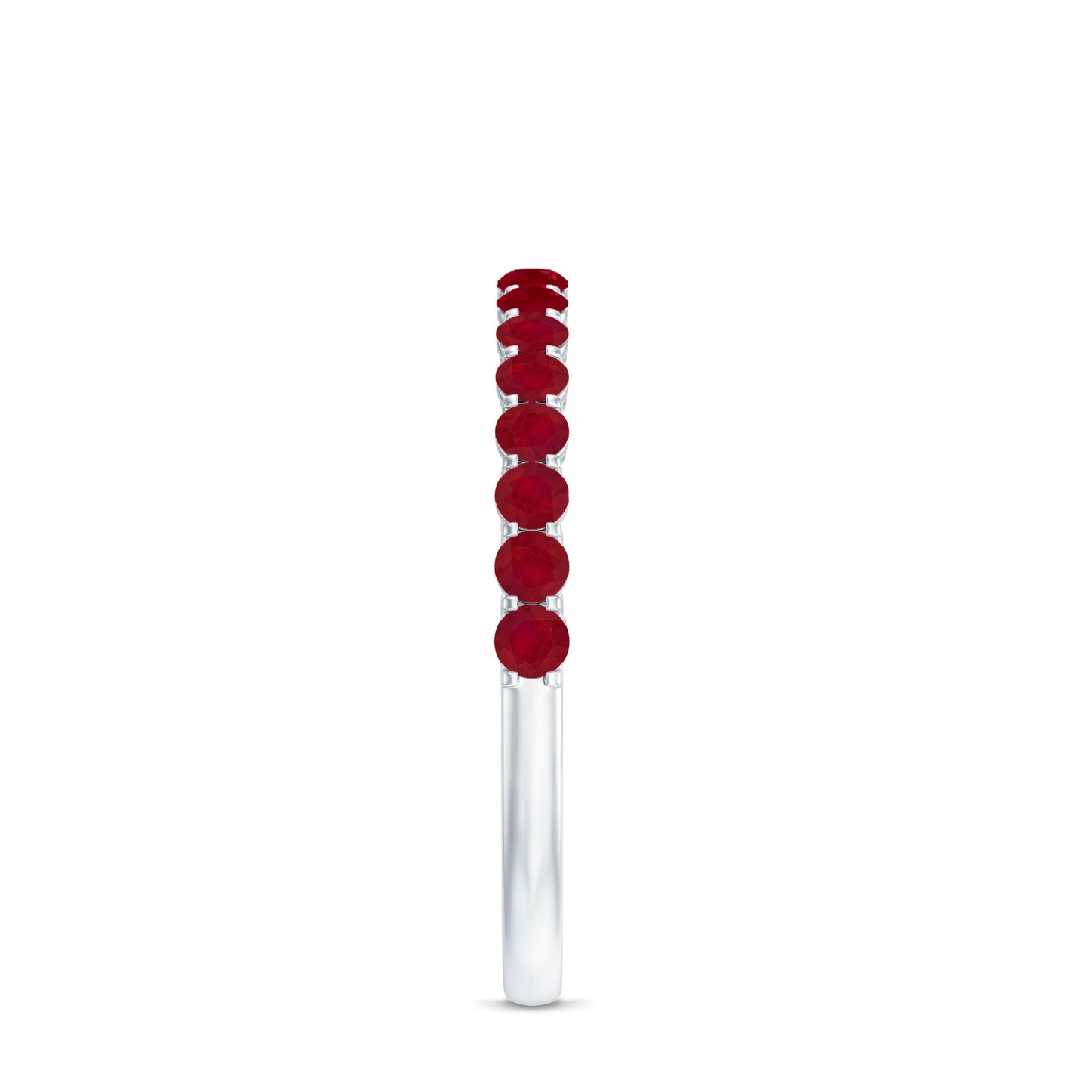 Genuine Ruby Half Eternity Ring with Diamond