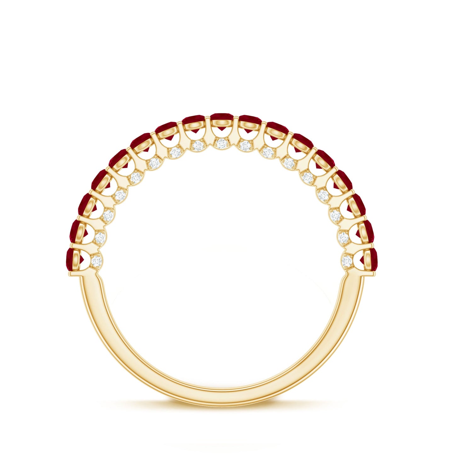 Genuine Ruby Half Eternity Ring with Diamond