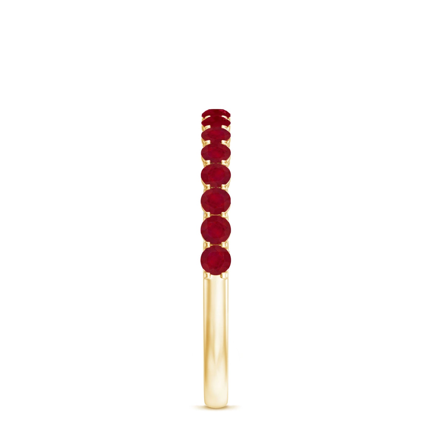 Genuine Ruby Half Eternity Ring with Diamond