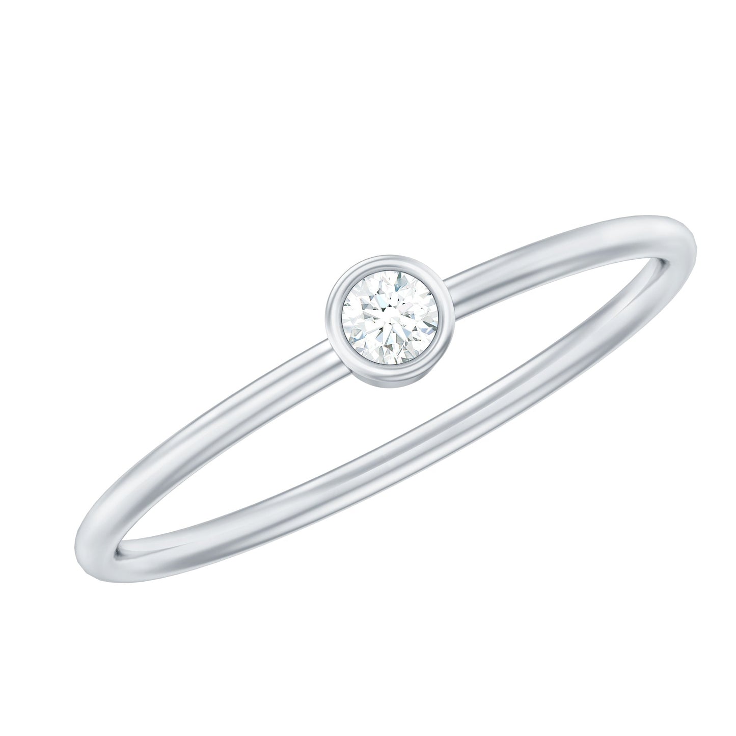 Natural Diamond Dainty Promise Ring in Bezel Setting