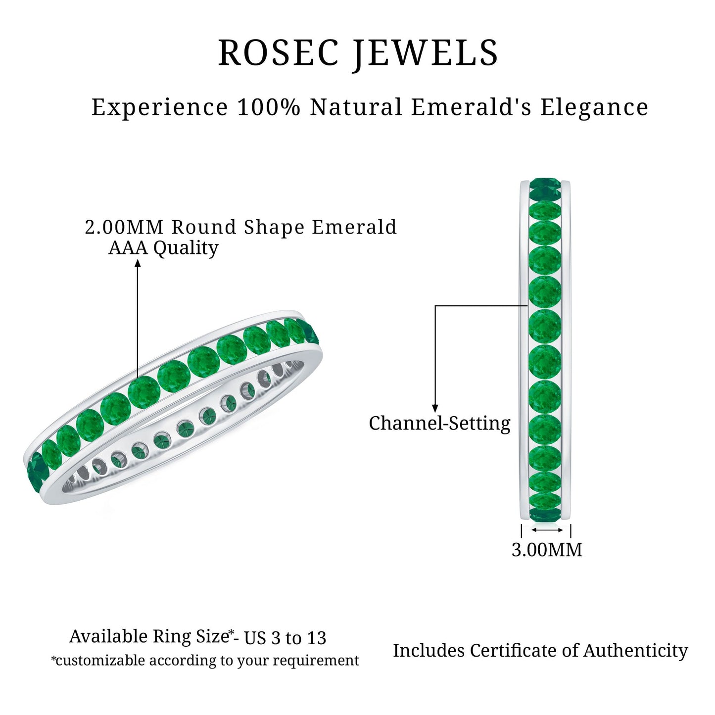 Channel Set Emerald Full Eternity Band Ring for Women