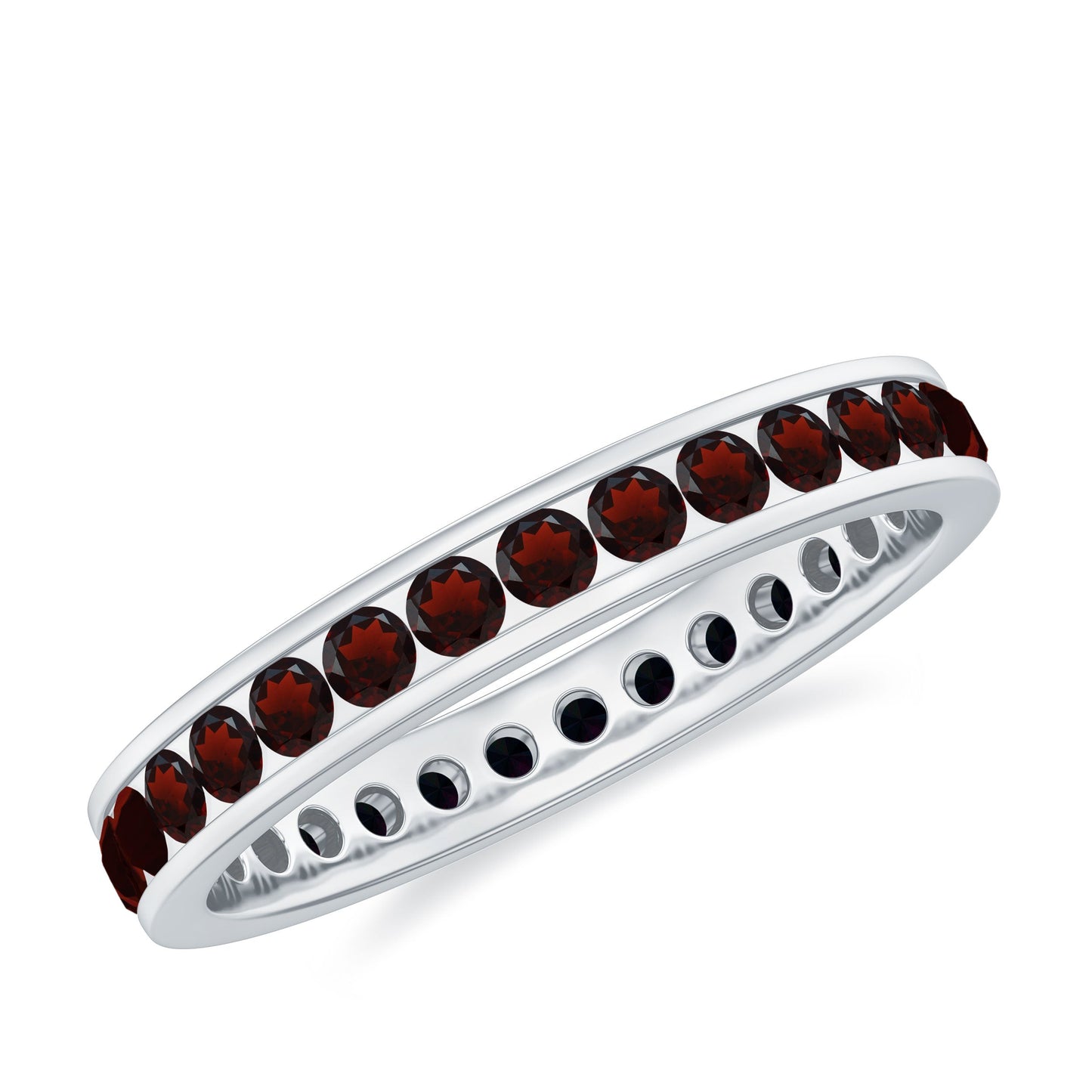Certified Natural Garnet Eternity Ring in Channel Setting