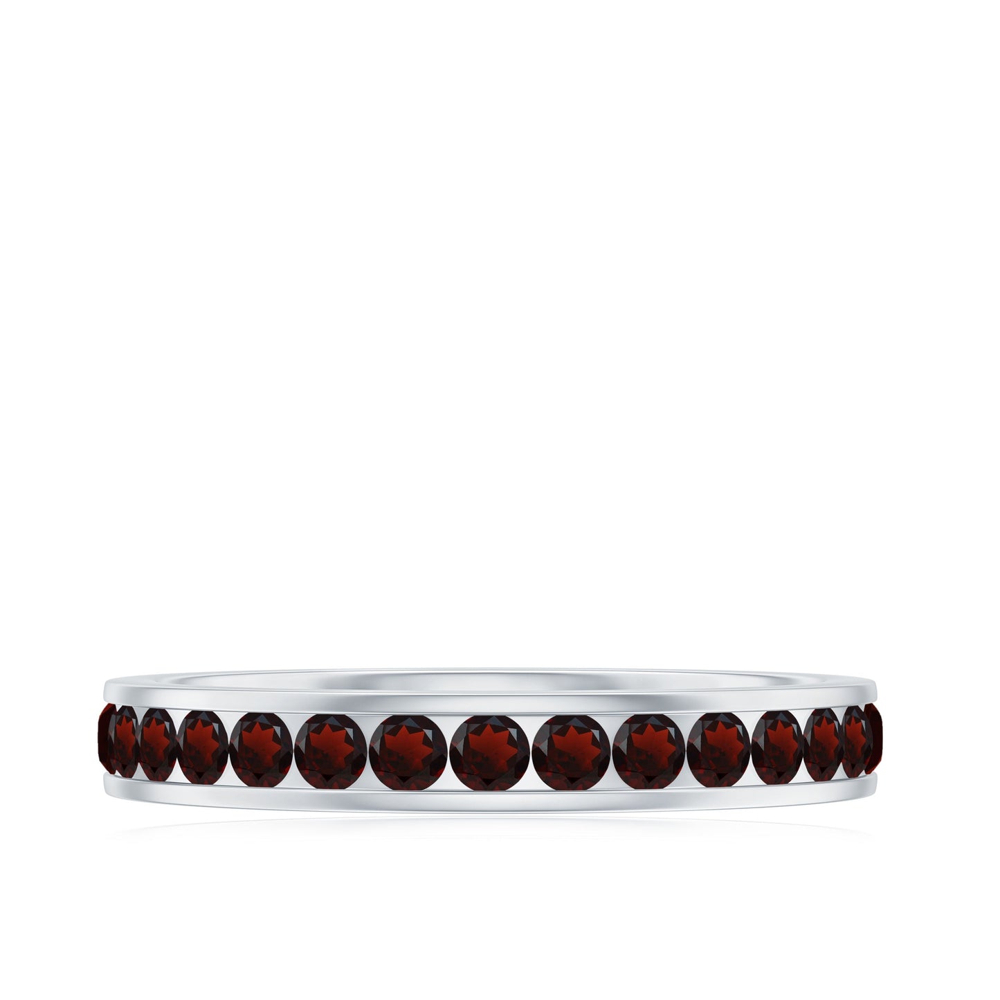 Certified Natural Garnet Eternity Ring in Channel Setting