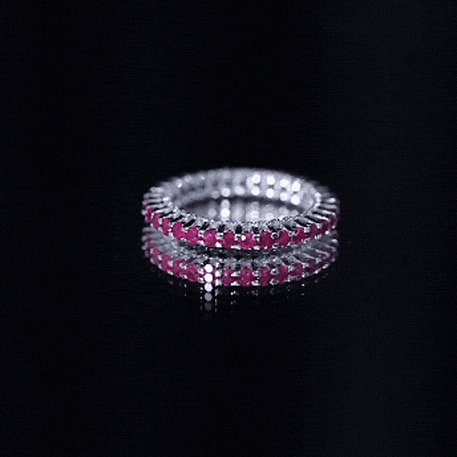 Natural Ruby Full Eternity Ring with Diamond for Women