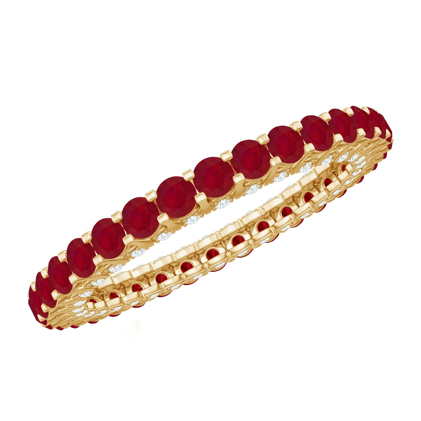 Natural Ruby Full Eternity Ring with Diamond for Women
