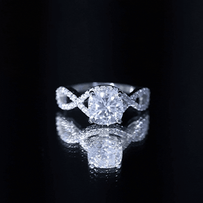 3 CT Cushion Cut Moissanite Solitaire Ring With Crossover Shank
