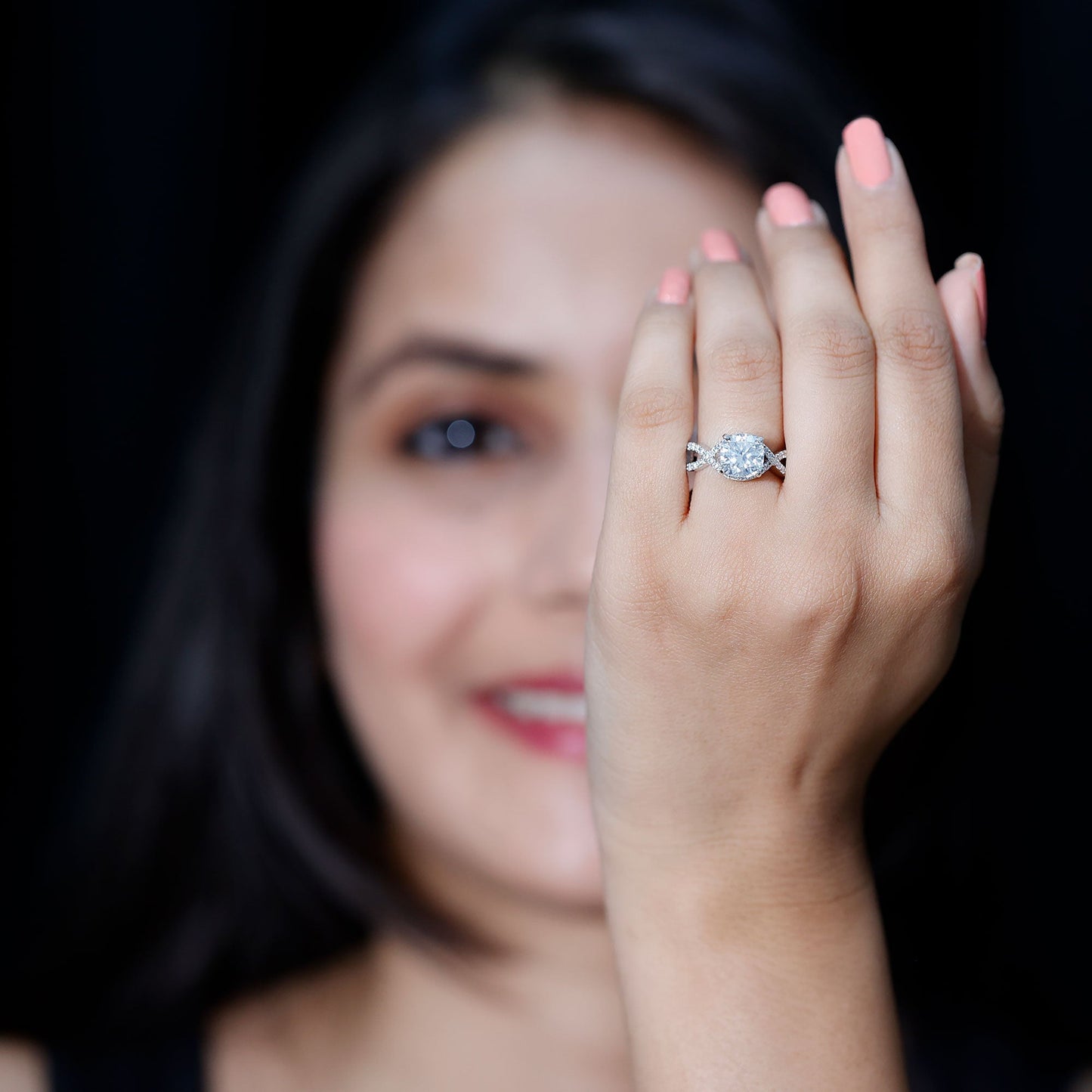 3 CT Cushion Cut Moissanite Solitaire Ring With Crossover Shank