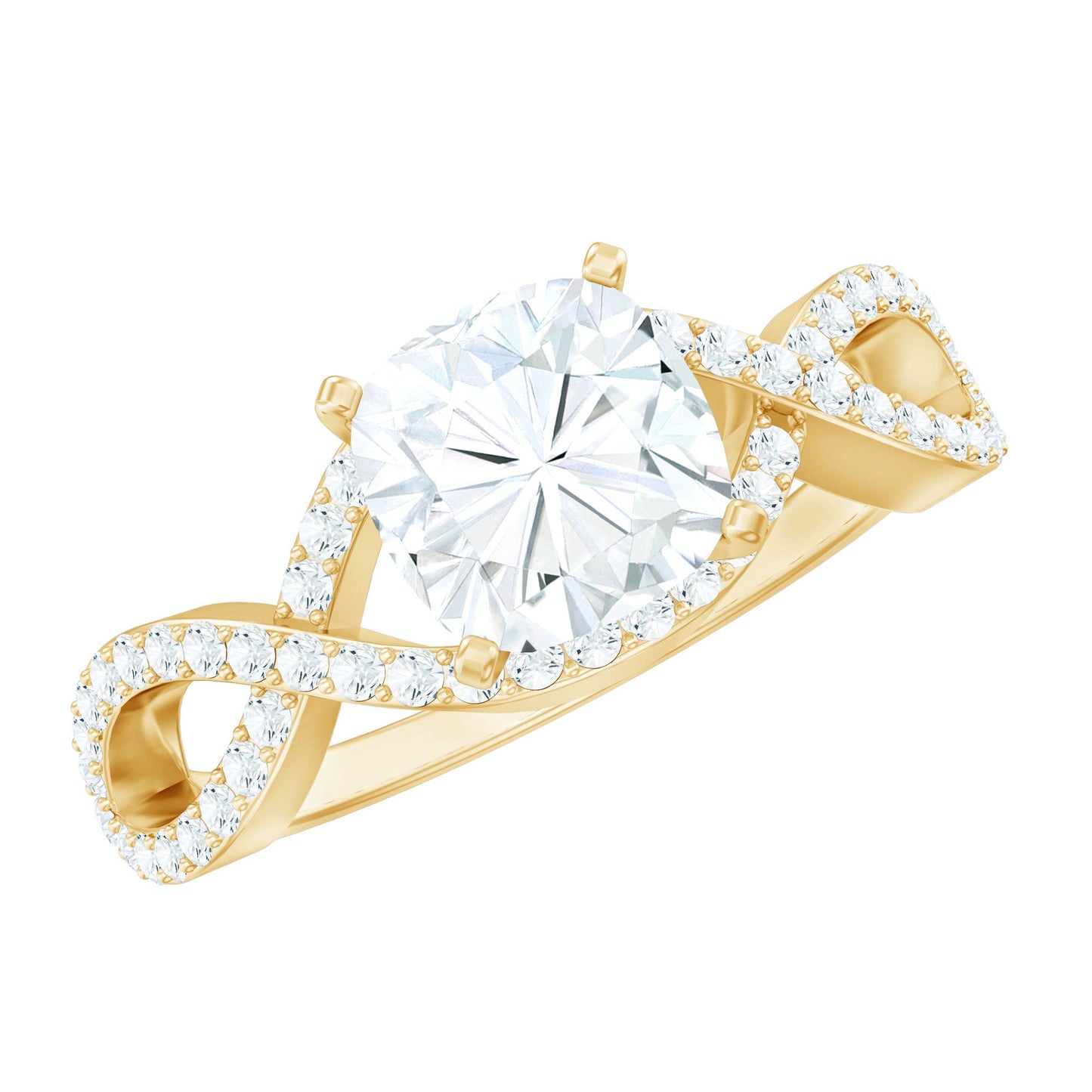 3 CT Cushion Cut Moissanite Solitaire Ring With Crossover Shank