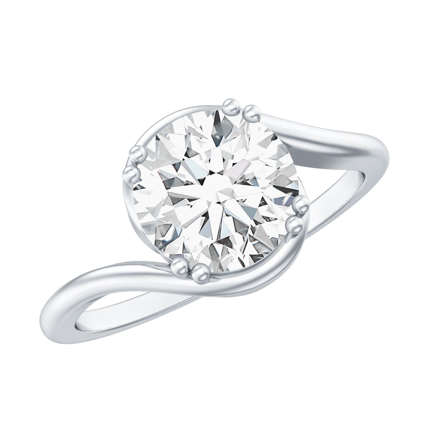 2 Carat Round Moissanite Bypass Engagement Ring
