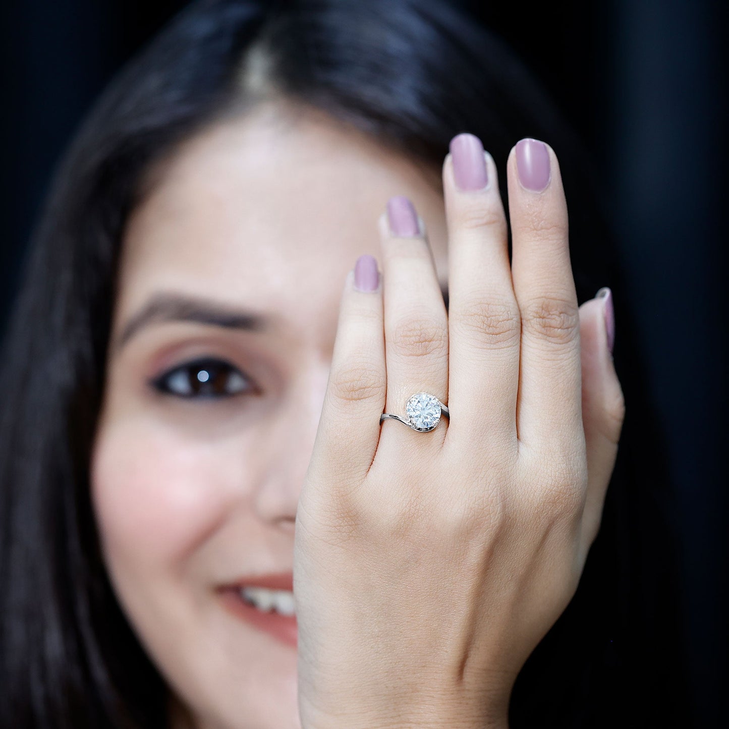 2 Carat Round Moissanite Bypass Engagement Ring