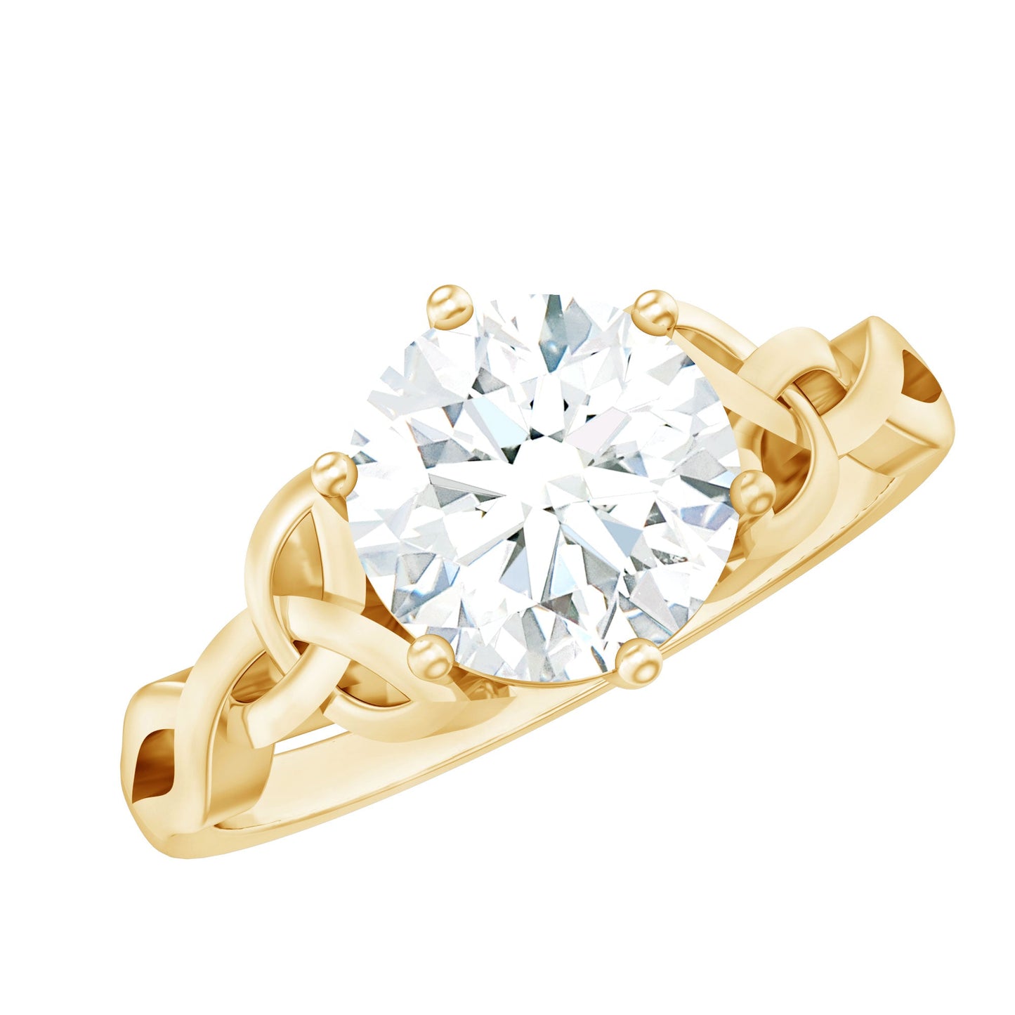 2 Carat Round Cut Moissanite Celtic Design Engagement Ring