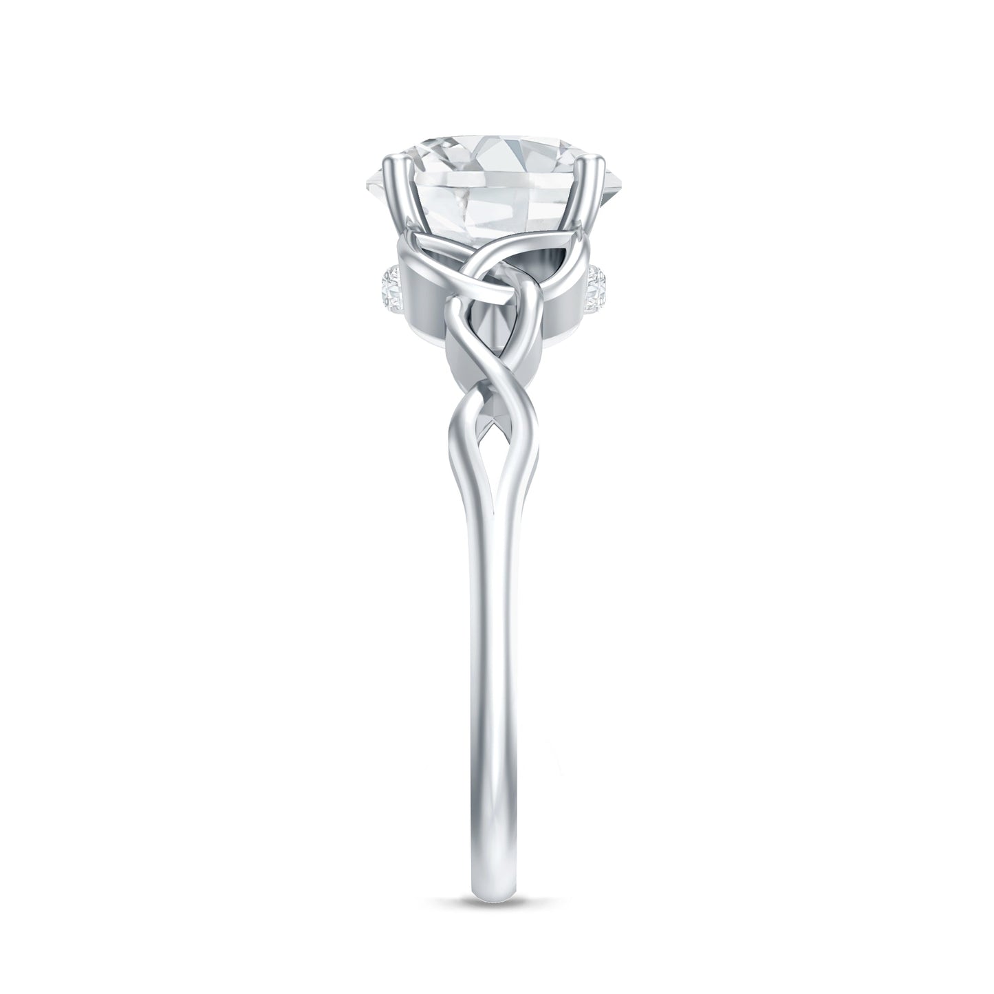 Round Moissanite Solitaire Engagement Ring with Celtic Details