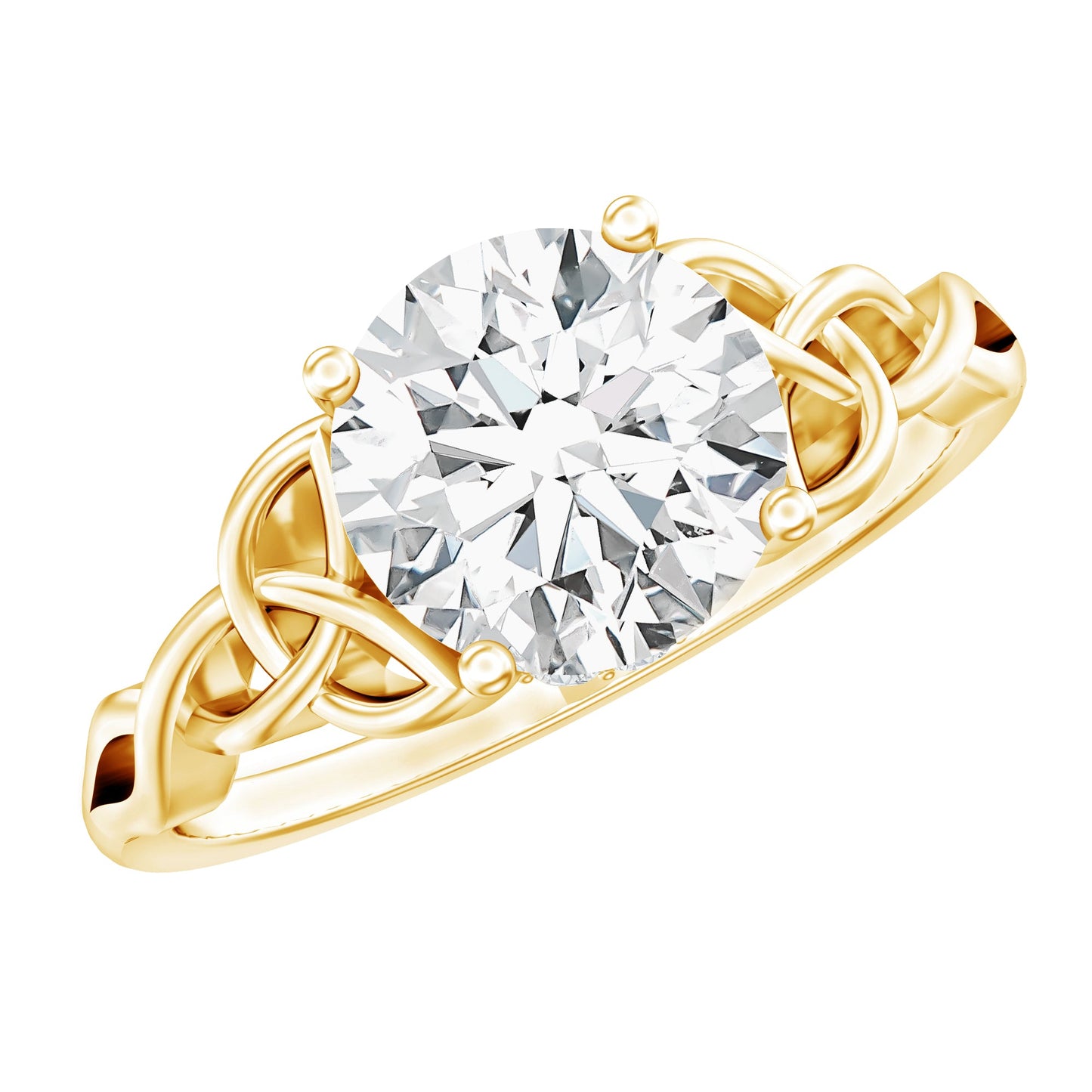Round Moissanite Solitaire Engagement Ring with Celtic Details