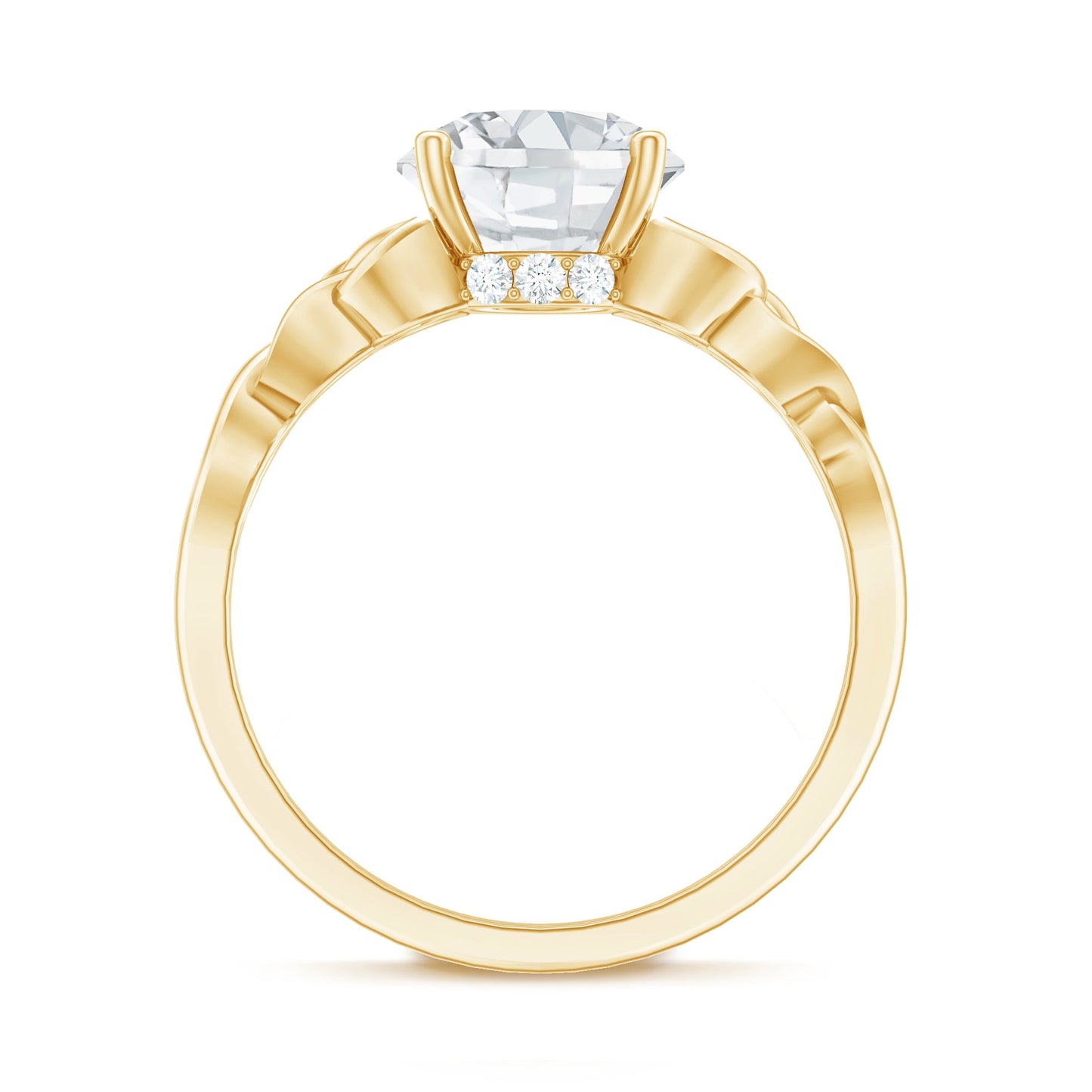 Round Moissanite Solitaire Engagement Ring with Celtic Details