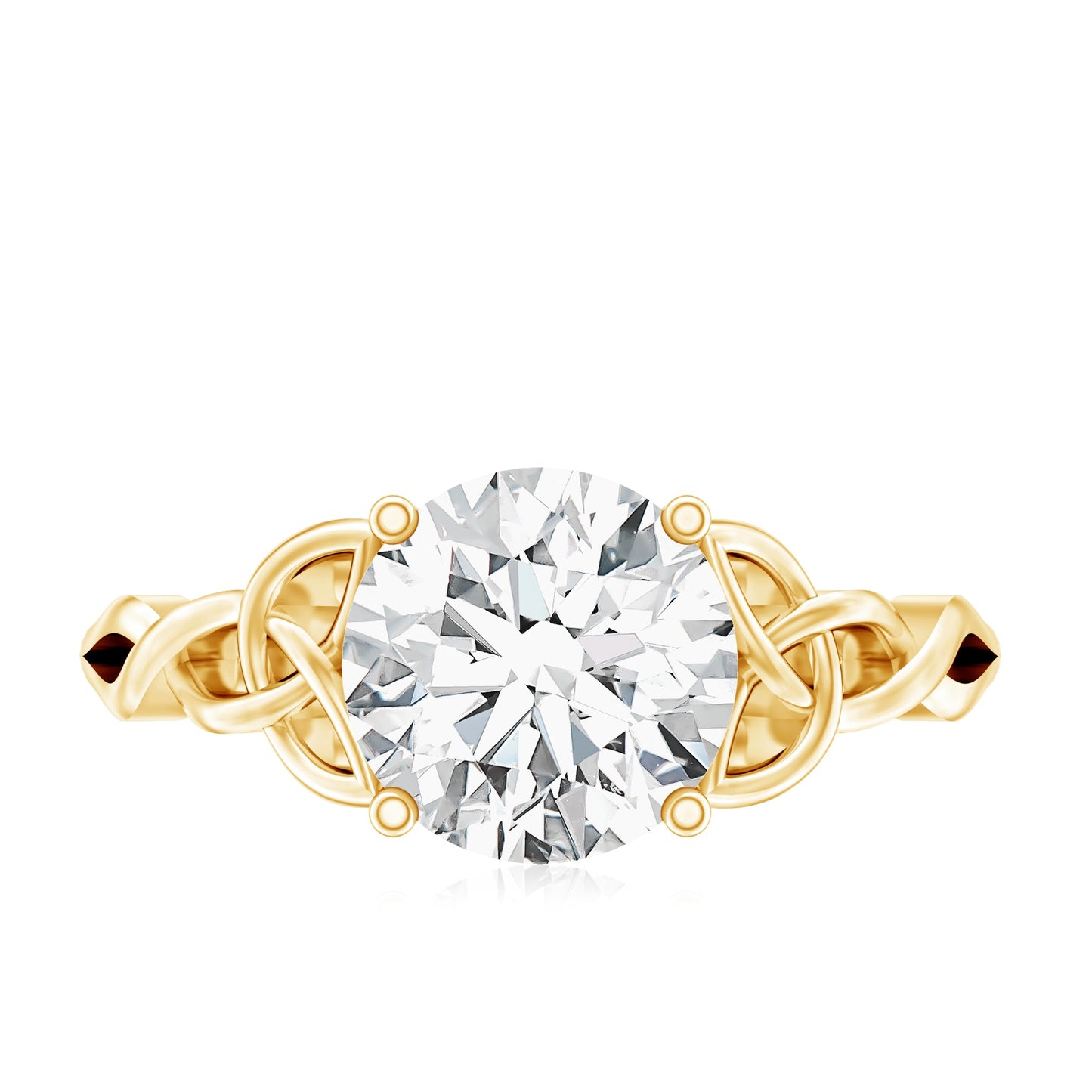 Round Moissanite Solitaire Engagement Ring with Celtic Details